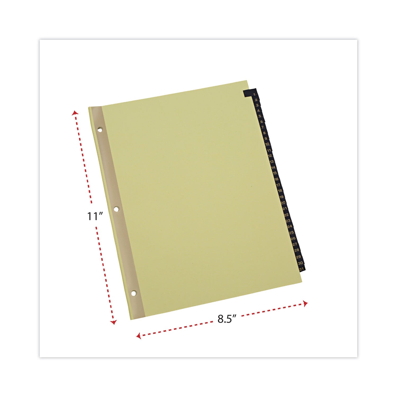 Universal® Deluxe Preprinted Simulated Leather Tab Dividers With Gold Printing, 31-Tab, 1 To 31, 11 X 8.5, Buff, 1 Set