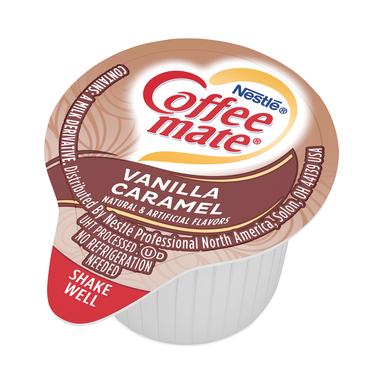 Coffee mate® Liquid Coffee Creamer, Vanilla Caramel, 0.38 oz Mini Cups, 50/Box, 4 Boxes/Carton