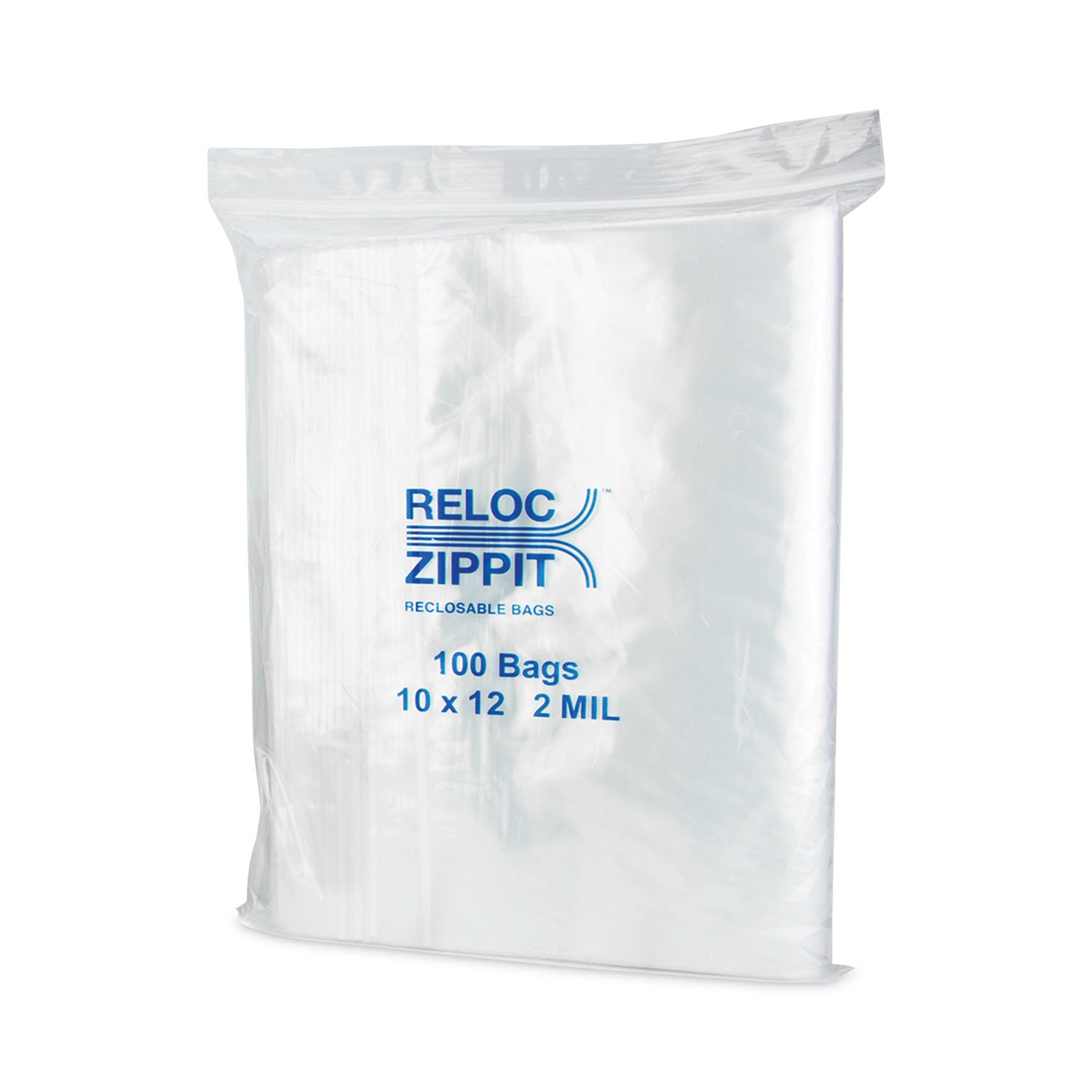 BagCo™ Zippit Resealable Bags, 2 mil, 10 x 12, Clear, 100 Bags/Pack, 10 Packs/Carton
