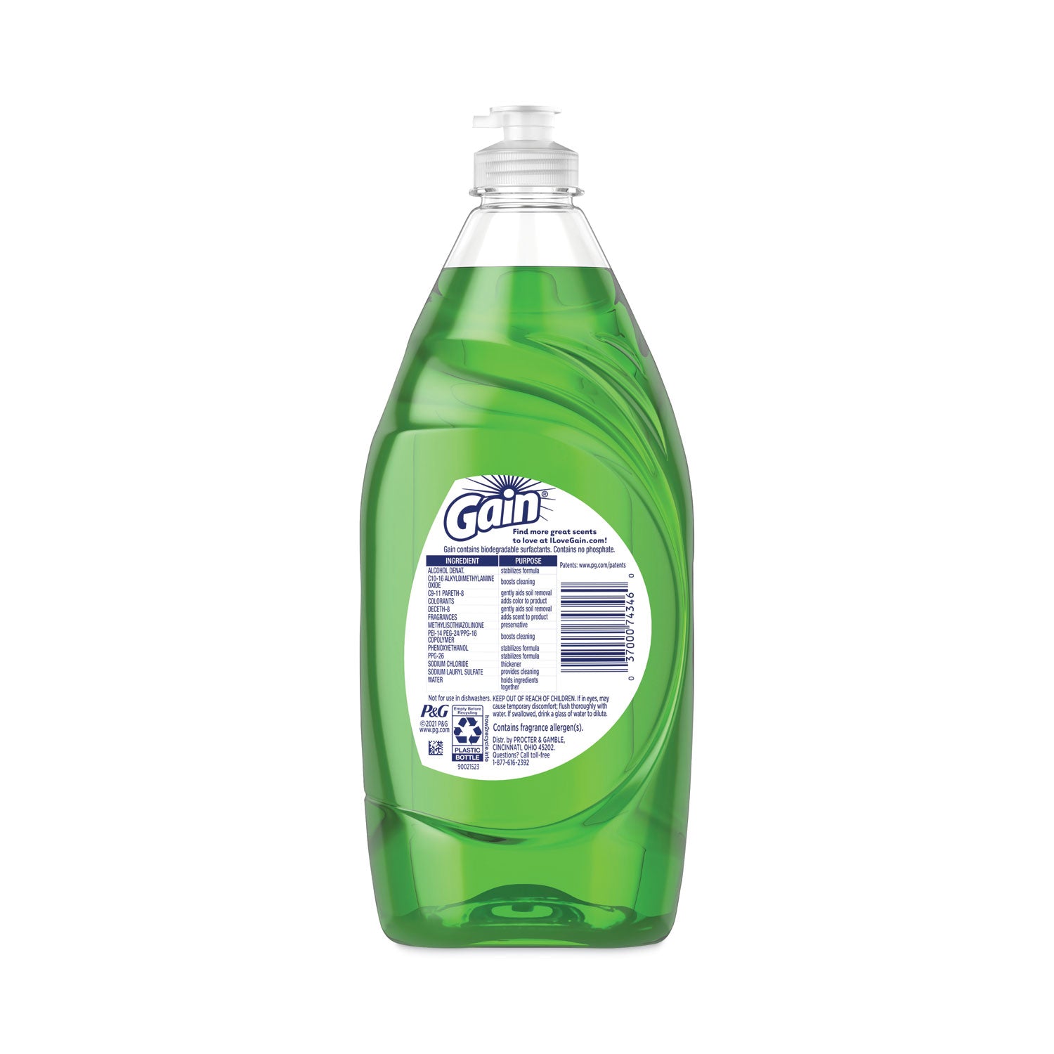 Gain® Dishwashing Liquid, Gain Original, 38 oz Bottle, 8/Carton