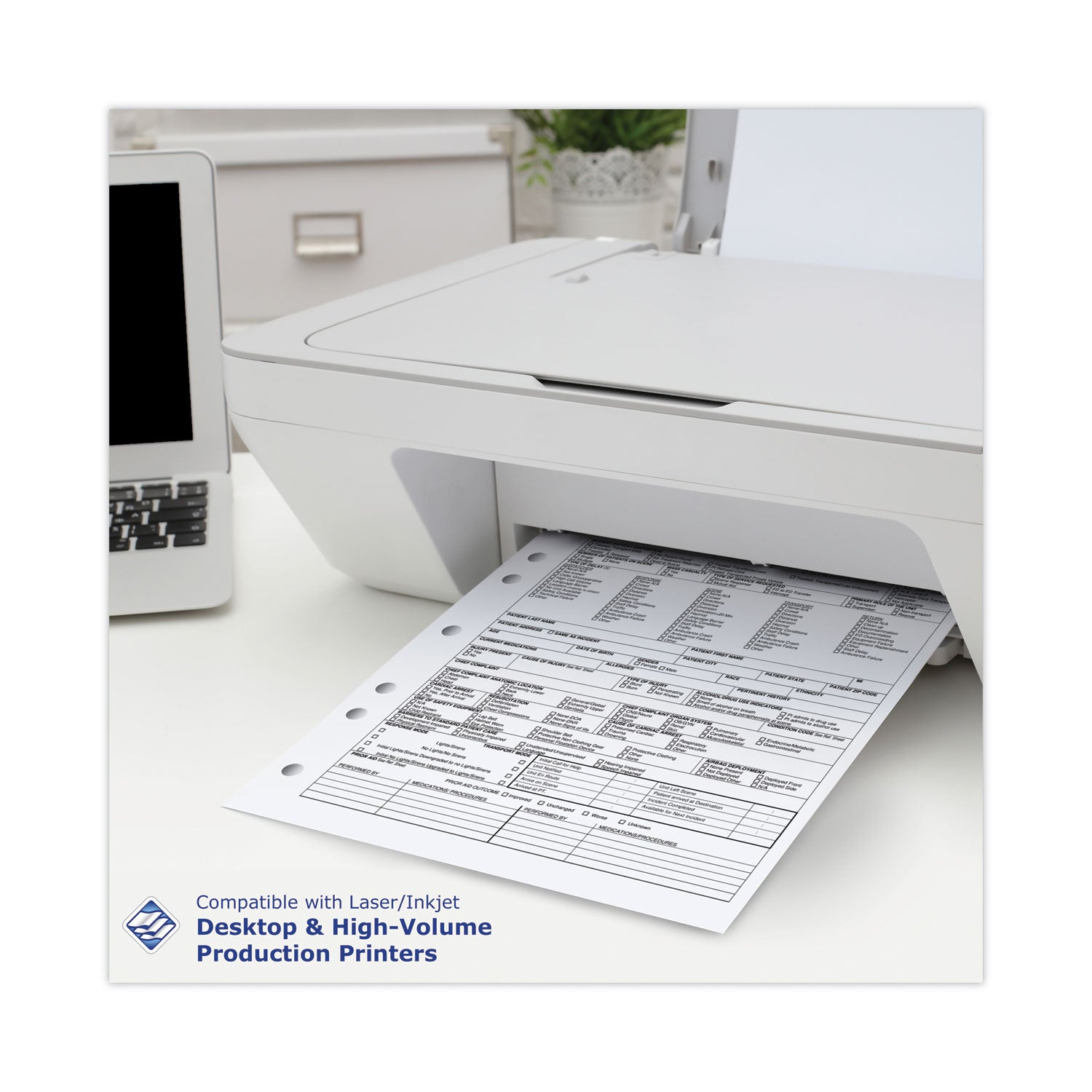 PrintWorks® Professional Perforated and Punched Paper, 7-Hole Punched, 20 lb Bond Weight, 8.5 x 11, White, 500/Ream