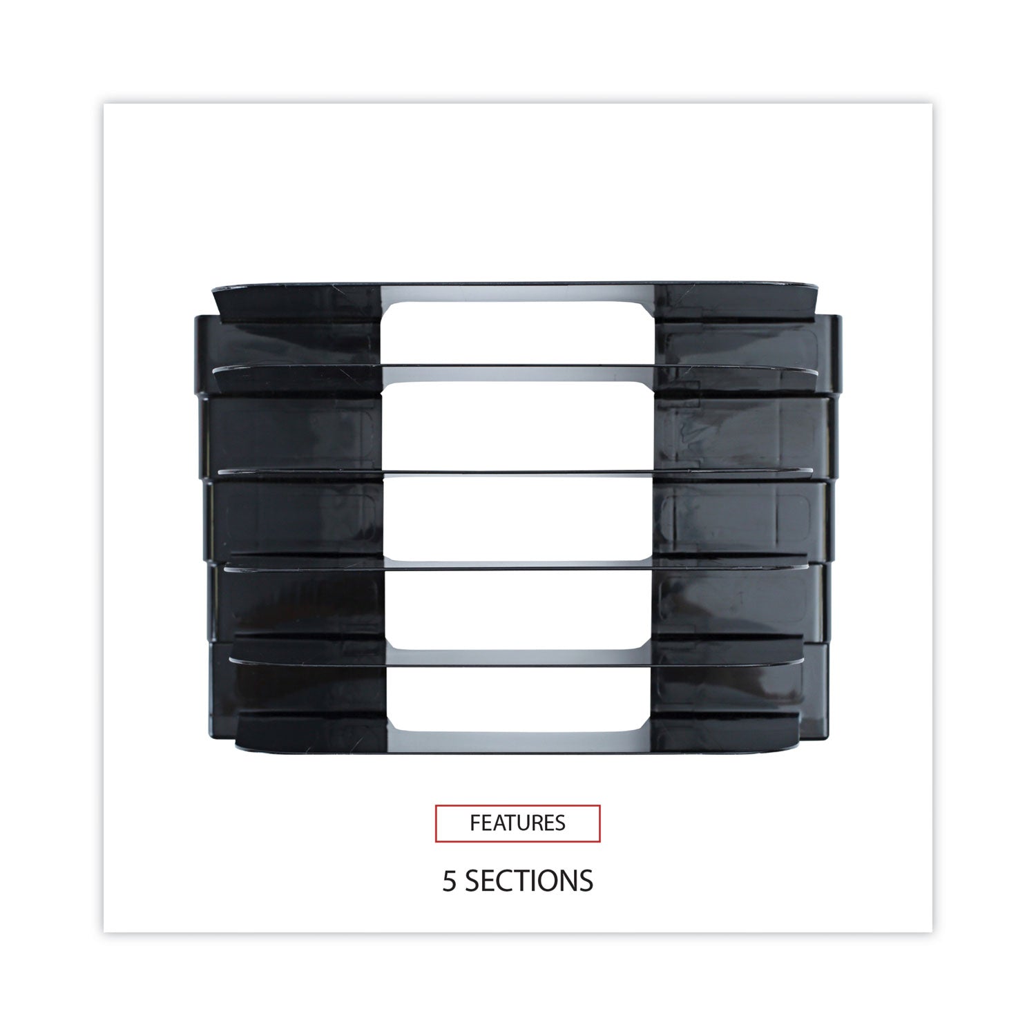 Universal® Recycled Plastic Incline Sorter, 5 Sections, Letter Size Files, 13.25" X 9" X 9", Black