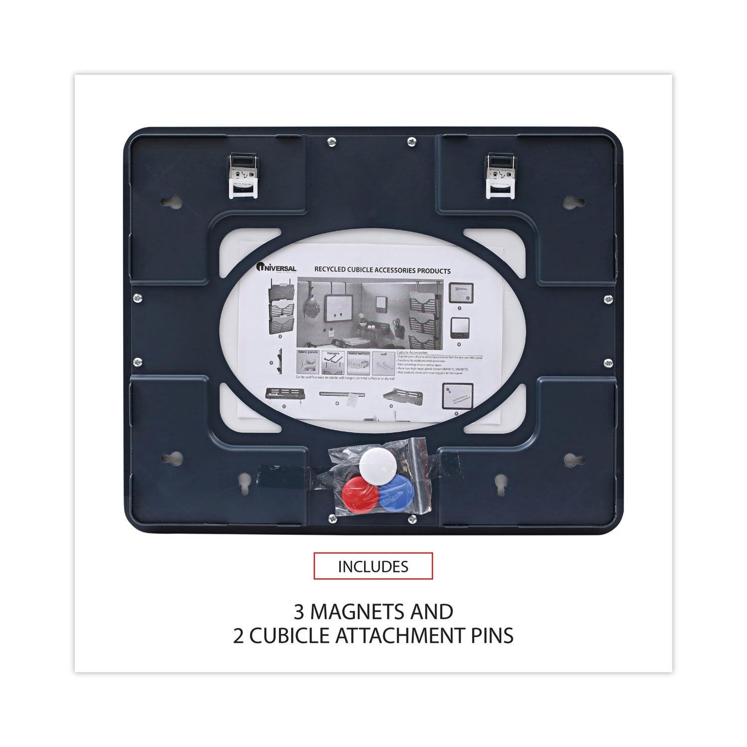 Universal® Recycled Cubicle Dry Erase Board, 15.88" x 12.88", White Surface, Charcoal Gray Plastic Frame