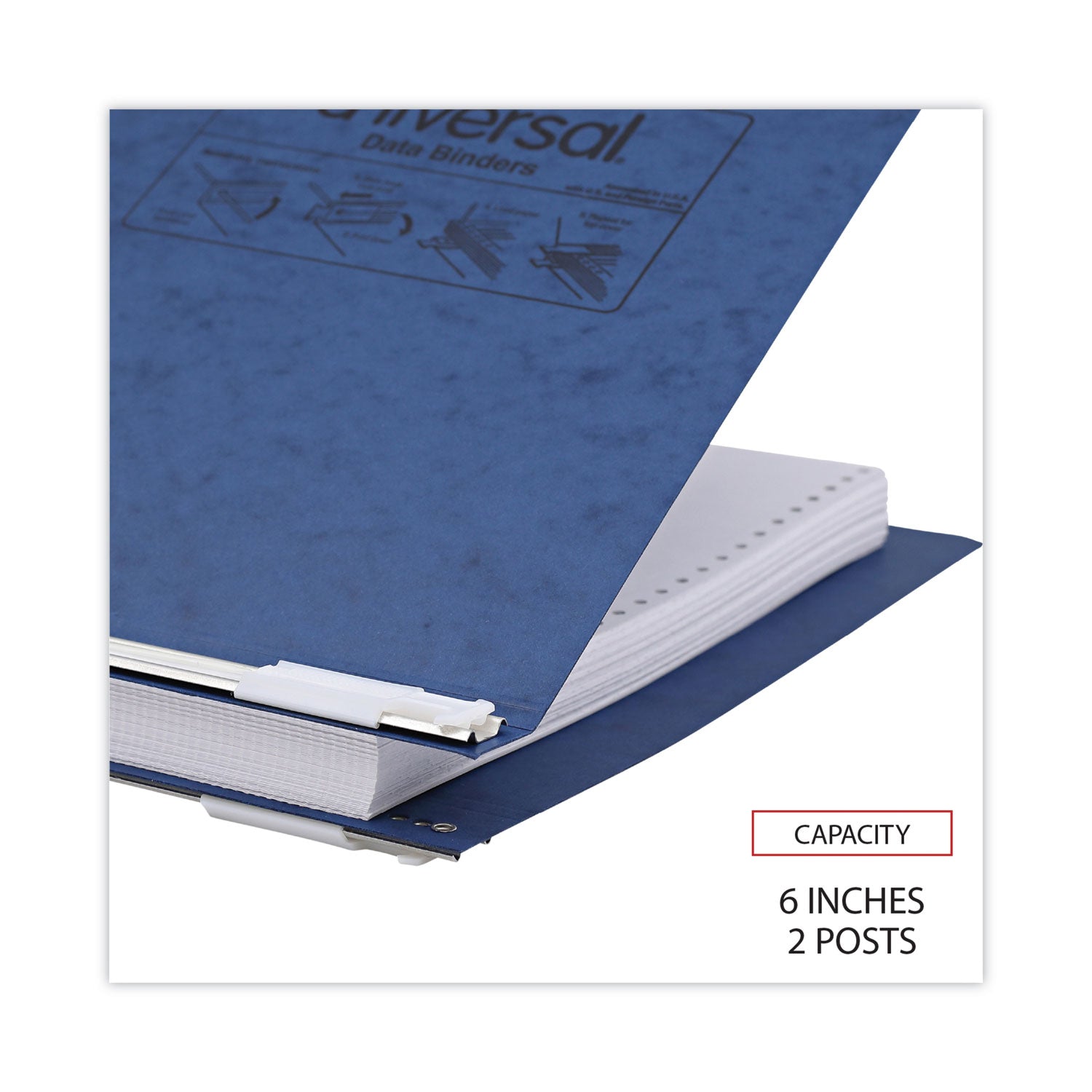 Universal® Pressboard Hanging Binder, 2 Posts, 6" Capacity, 9.5 X 11, Blue