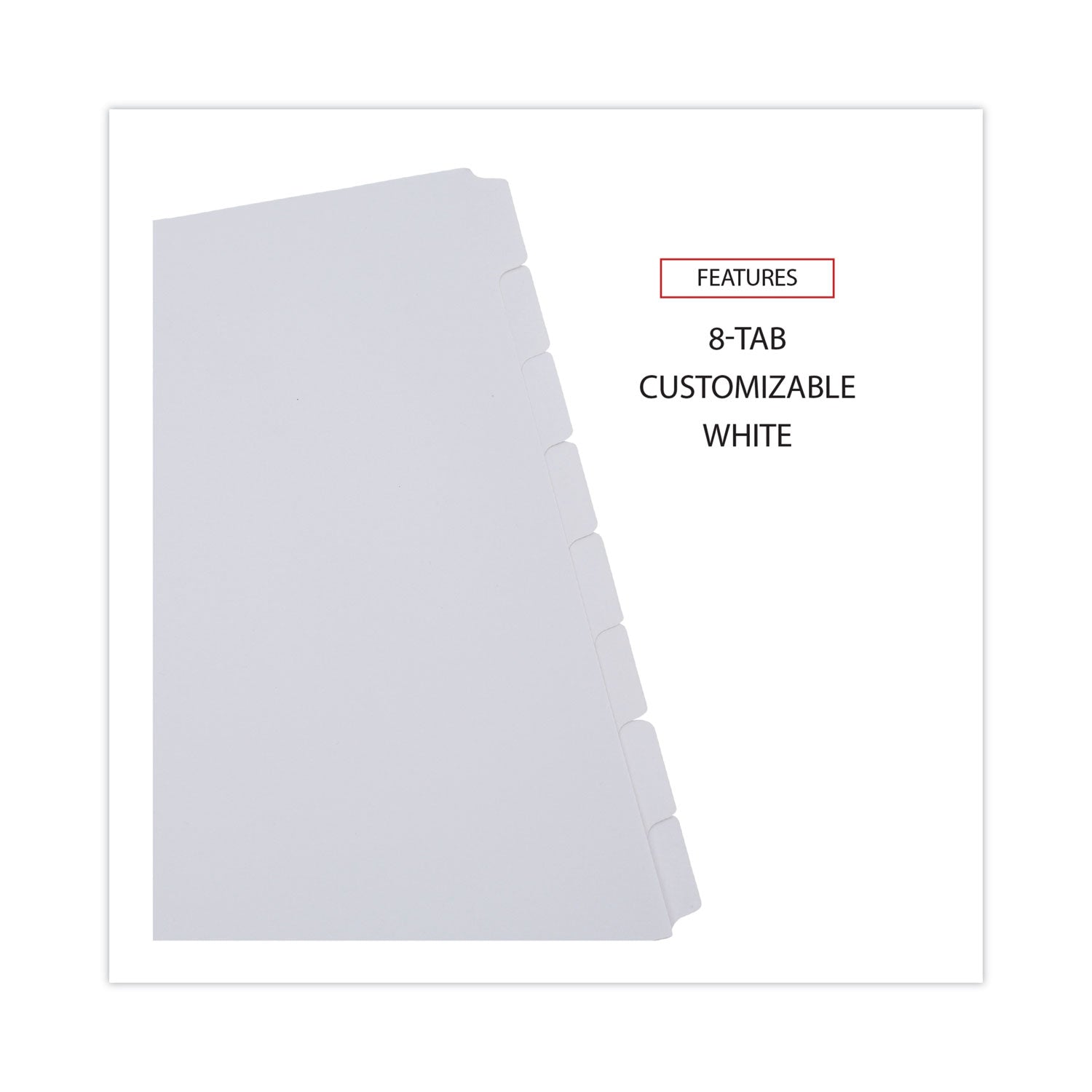Universal® Deluxe Write-On/Erasable Tab Index, 8-Tab, 11 x 8.5, White, White Tabs, 1 Set