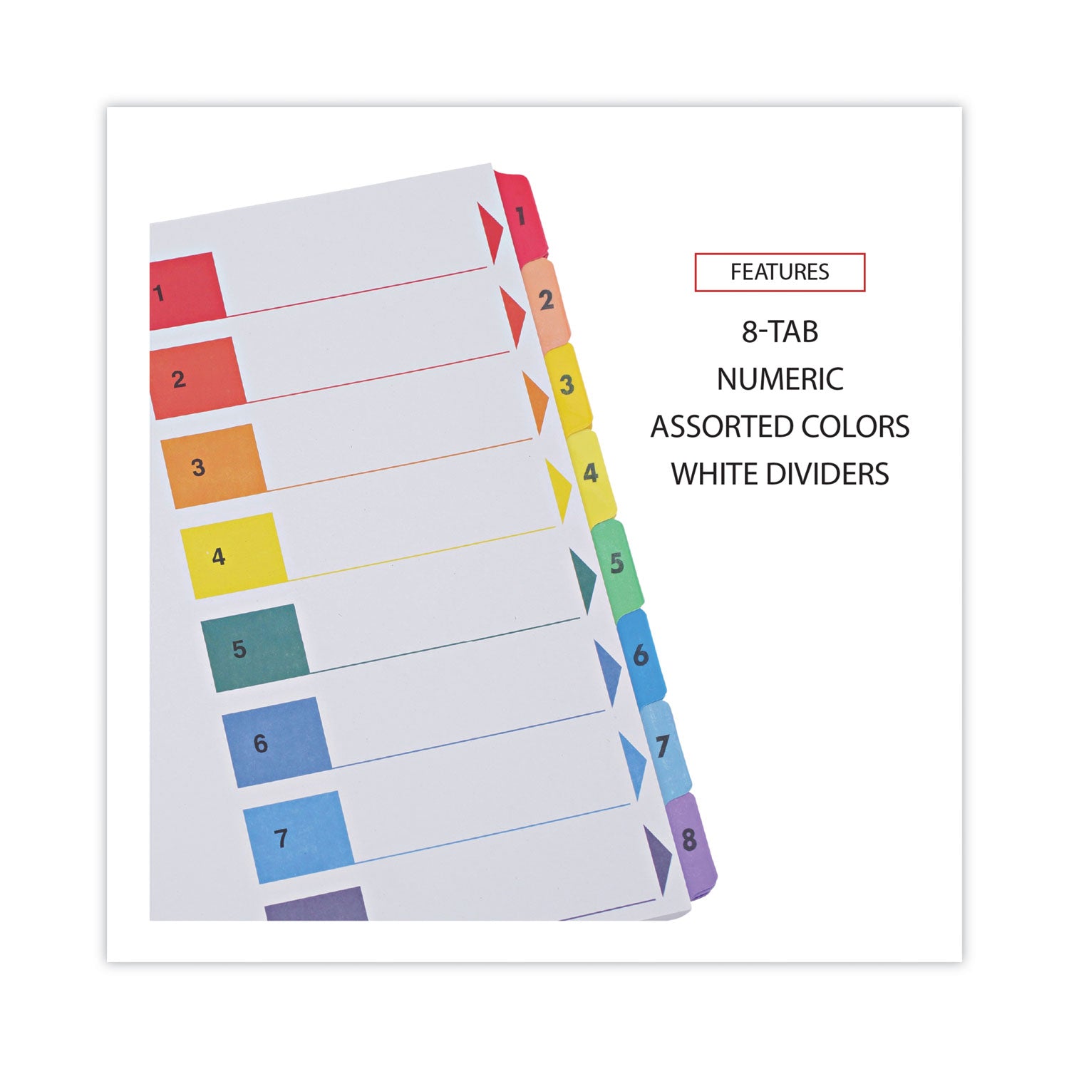 Universal® Deluxe Table Of Contents Dividers For Printers, 8-Tab, 1 To 8; Table Of Contents, 11 X 8.5, White, 6 Sets