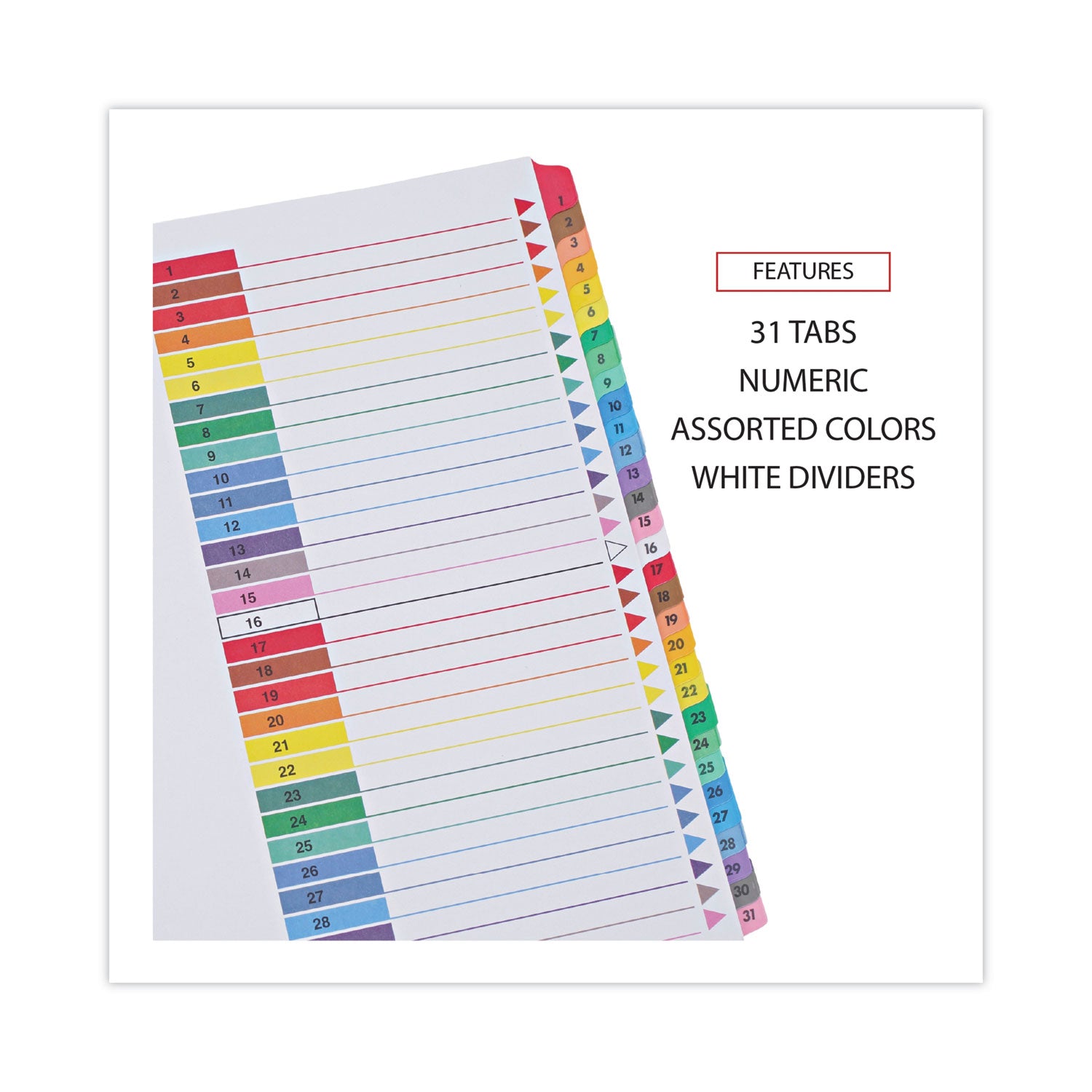 Universal® Deluxe Table Of Contents Dividers For Printers, 31-Tab, 1 To 31, 11 X 8.5, White, 1 Set