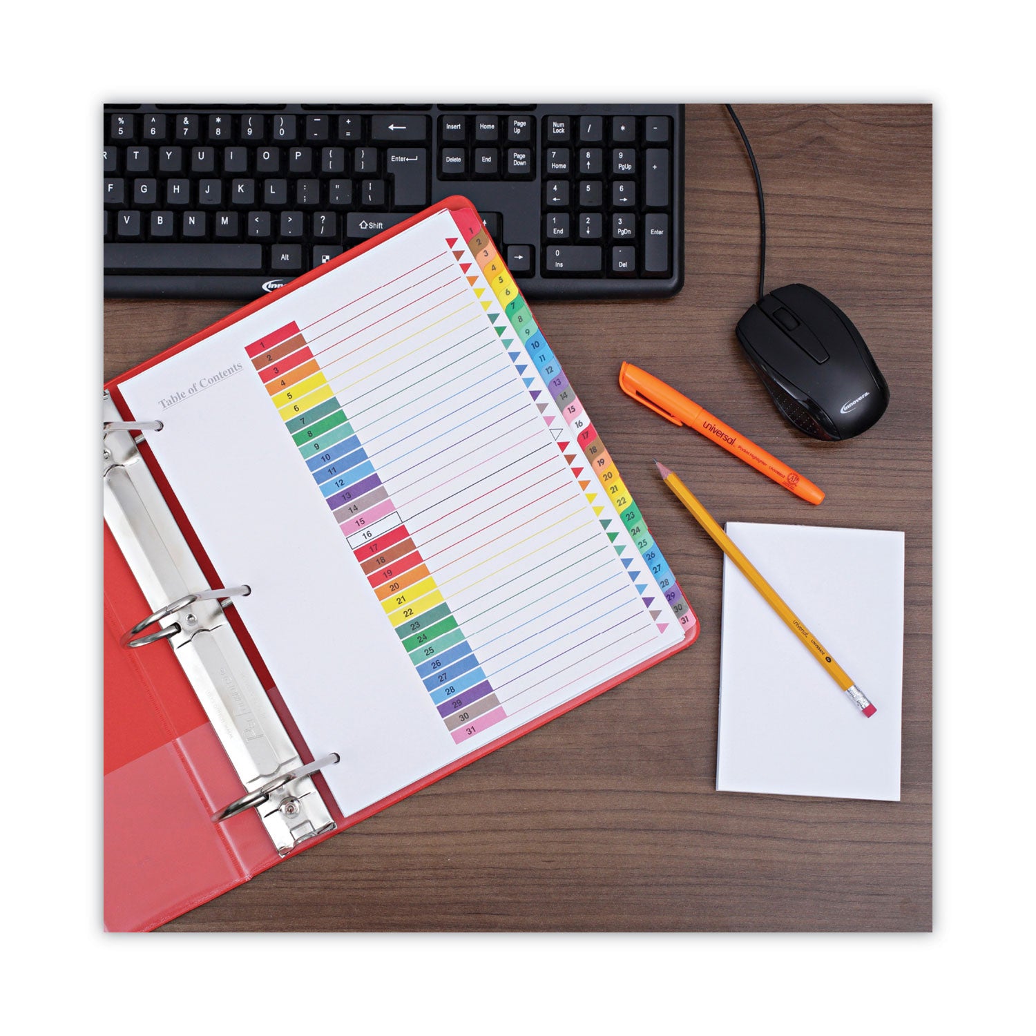 Universal® Deluxe Table Of Contents Dividers For Printers, 31-Tab, 1 To 31, 11 X 8.5, White, 1 Set