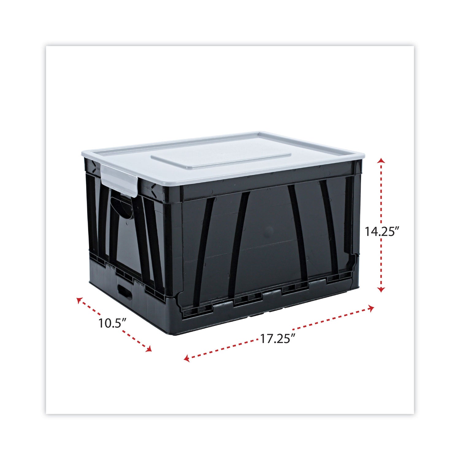 Universal® Collapsible Crate, Letter/legal Files, 17.25" X 14.25" X 10.5", Black/gray, 2/pack