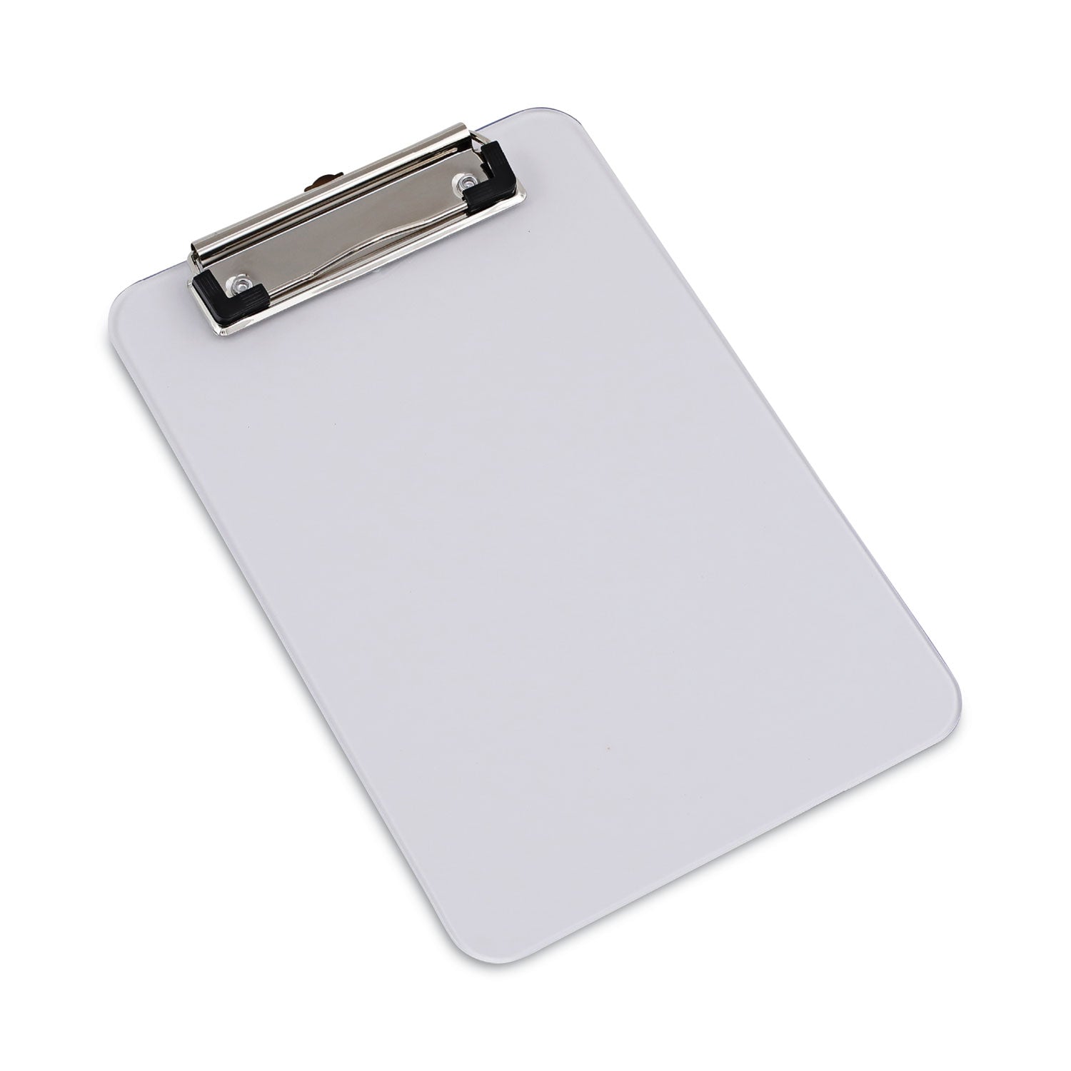 Universal® Plastic Clipboard with Low Profile Clip, 0.5" Clip Capacity, Holds 5 x 8 Sheets, Clear