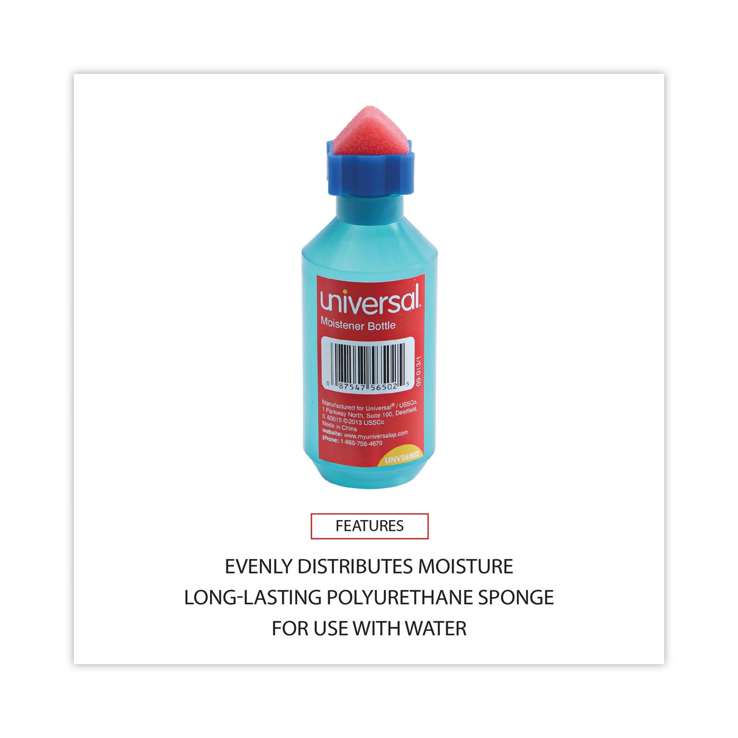 Universal® Squeeze Bottle Moistener, 2 Oz, Blue