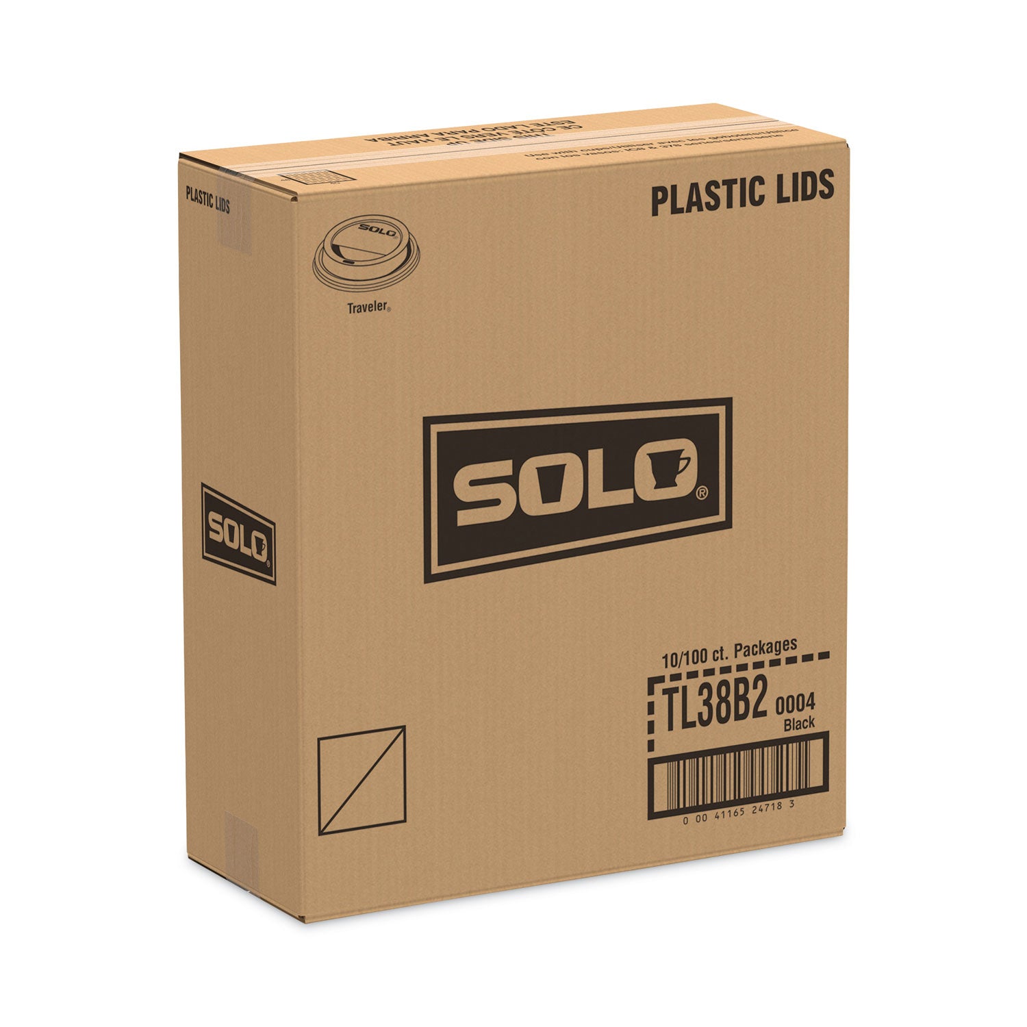 SOLO® Traveler Cappuccino Style Dome Lid, Fits 8 oz Hot Cups, Plastic, Black, 1,000/Carton