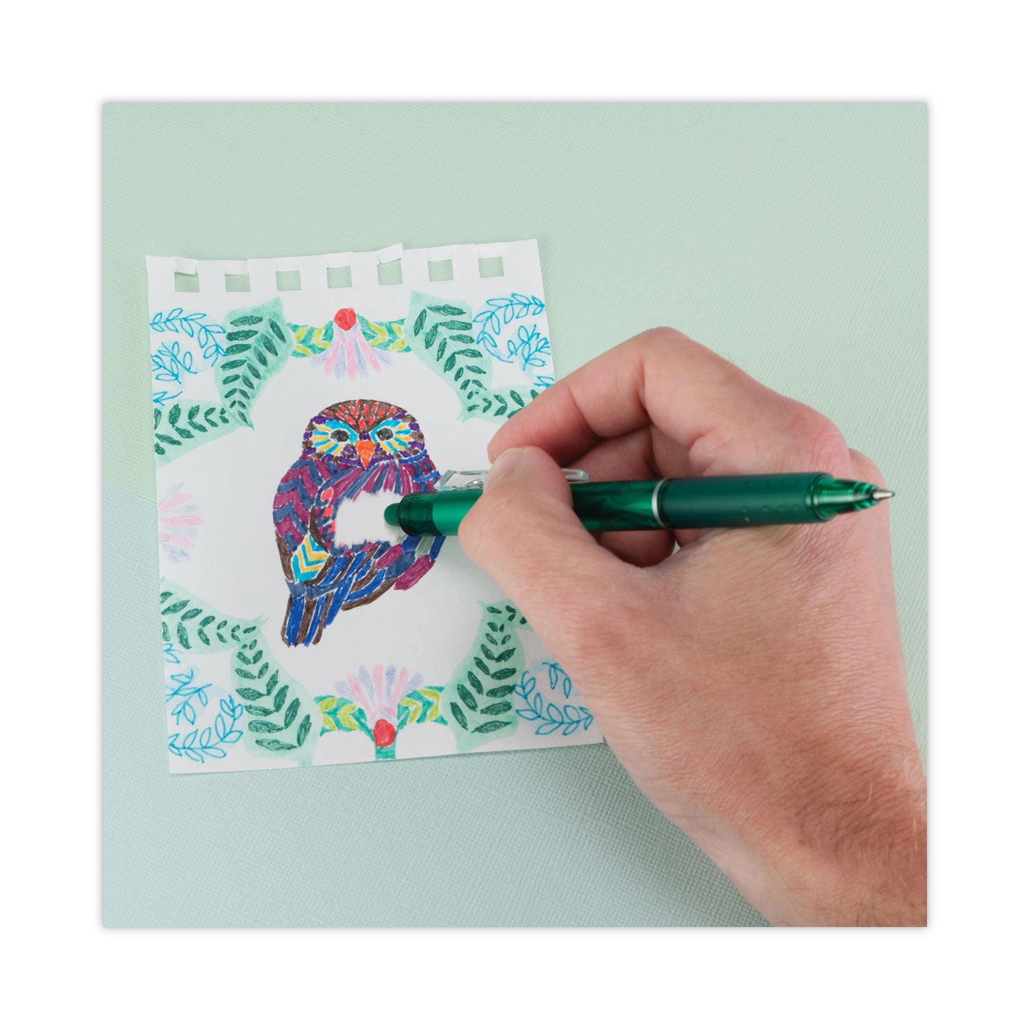 Pilot® Frixion Clicker Erasable Gel Pen, Retractable, Fine 0.7 Mm, Green Ink, Green Barrel, Dozen