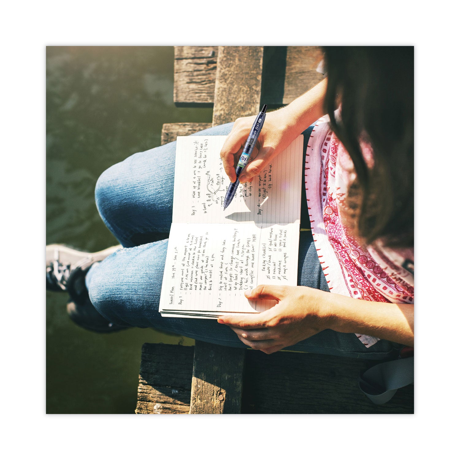 Pilot® B2p Bottle-2-Pen Recycled Gel Pen, Retractable, Fine 0.7 Mm, Black Ink, Translucent Blue Barrel