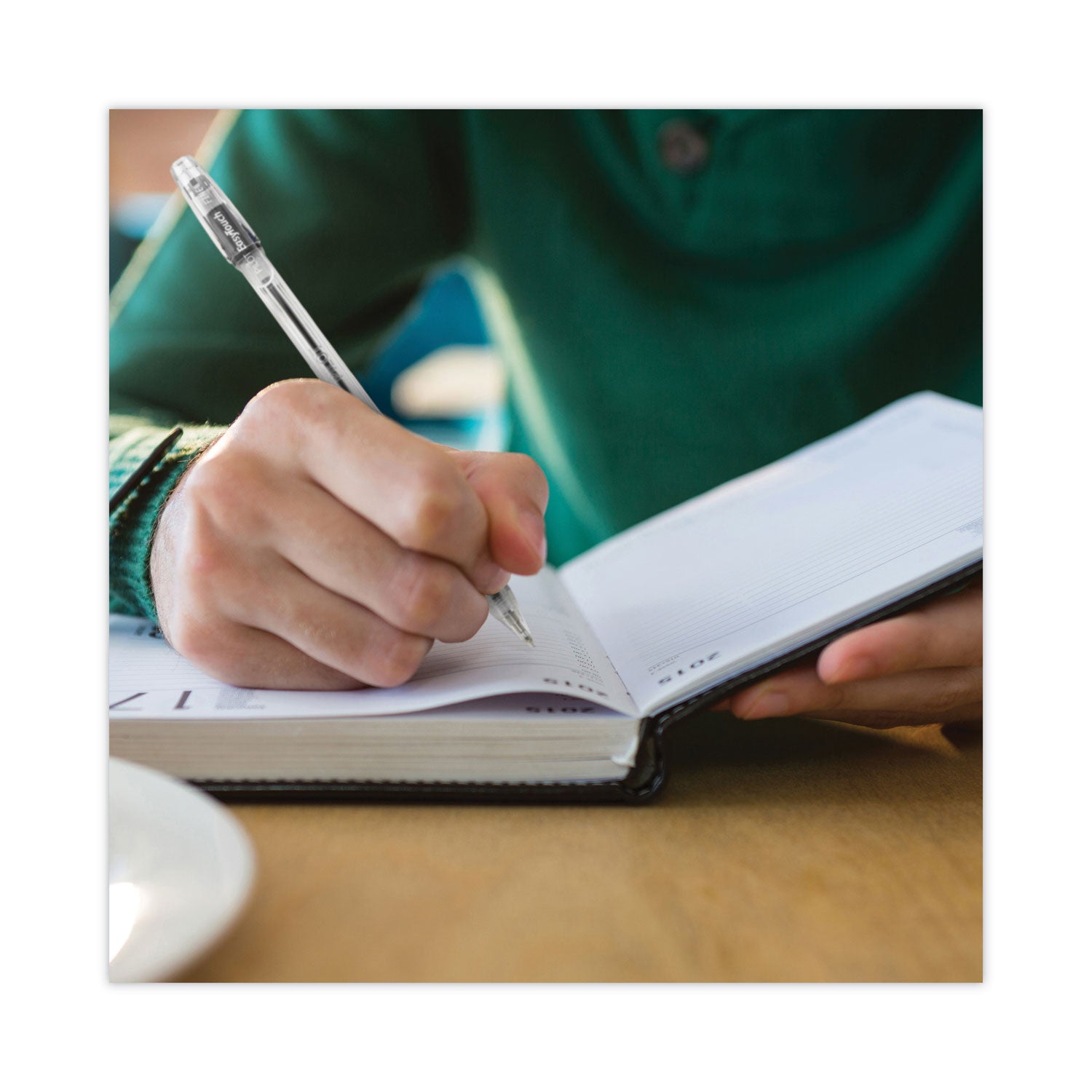 Pilot® EasyTouch Ballpoint Pen, Stick, Fine 0.7 mm, Black Ink, Clear/Black Barrel, Dozen