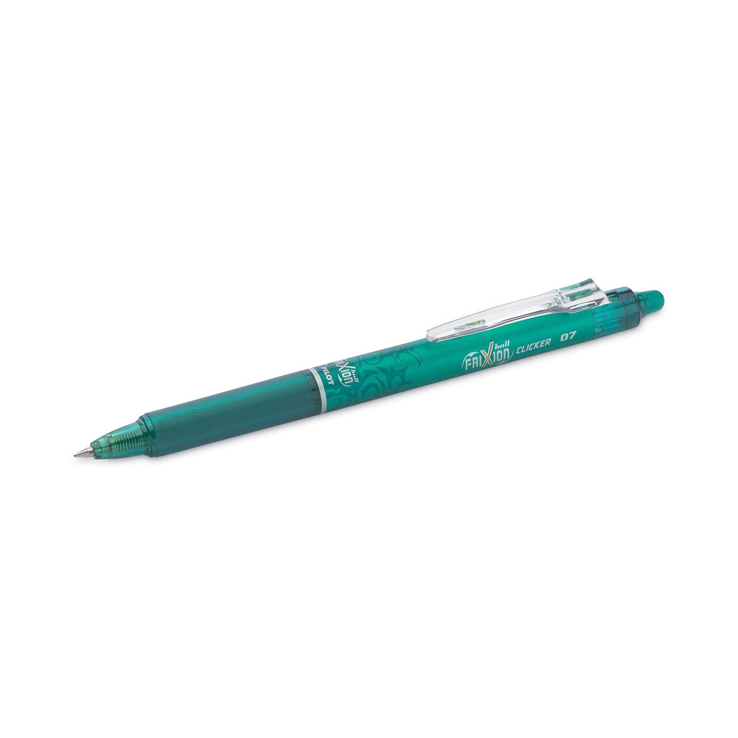 Pilot® Frixion Clicker Erasable Gel Pen, Retractable, Fine 0.7 Mm, Green Ink, Green Barrel, Dozen