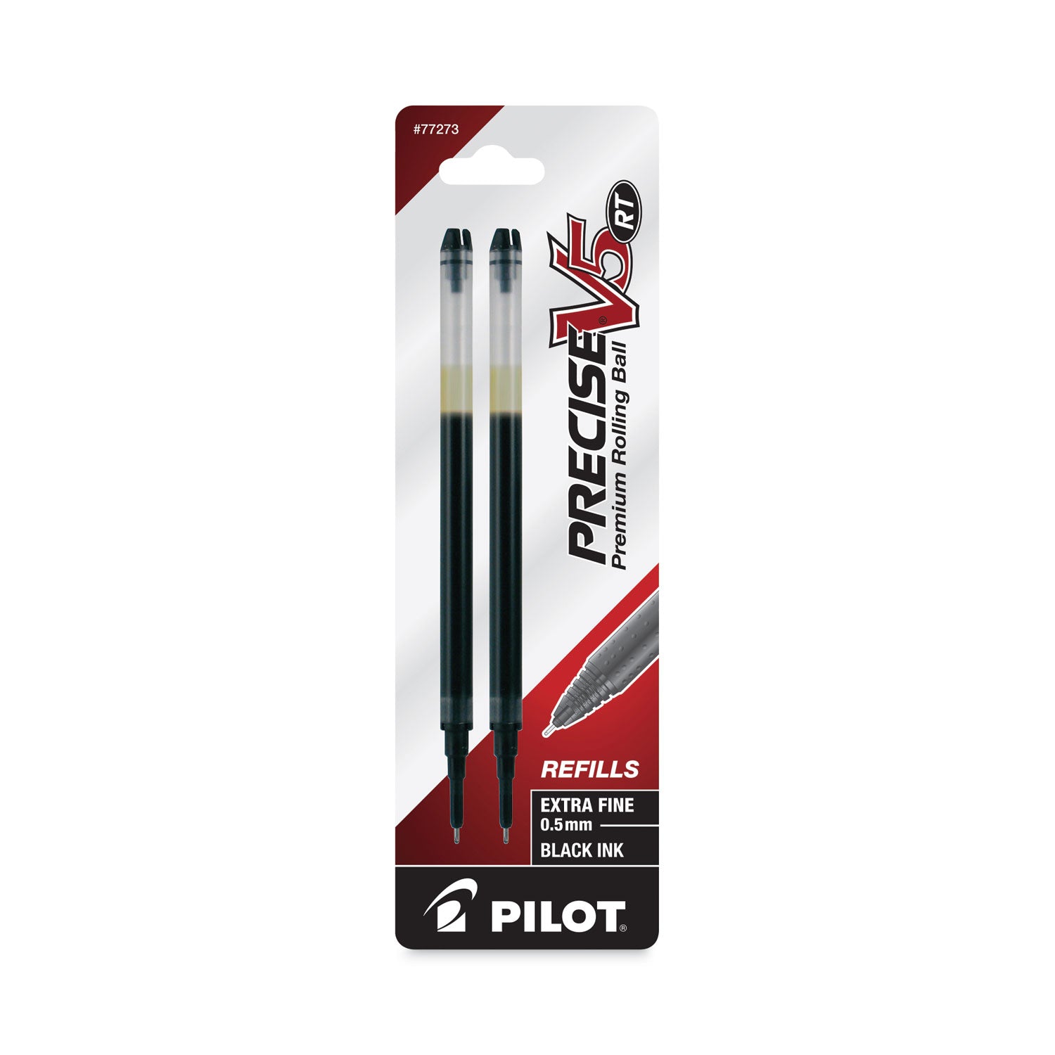 Pilot® Refill For Pilot Precise V5 Rt Rolling Ball, Extra-Fine Conical Tip, Black Ink, 2/pack