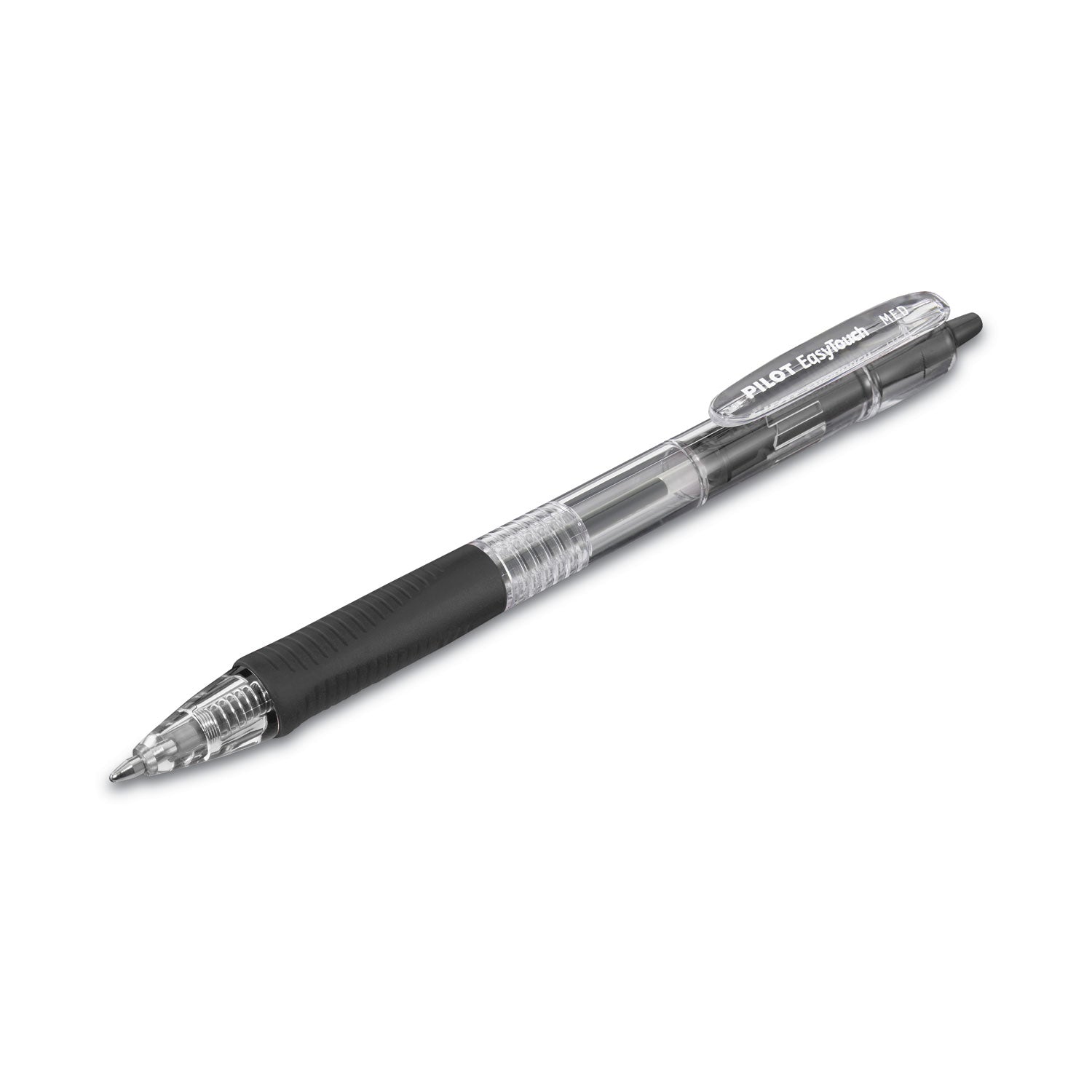 Pilot® Easytouch Ballpoint Pen, Retractable, Medium 1 Mm, Black Ink, Clear Barrel, Dozen