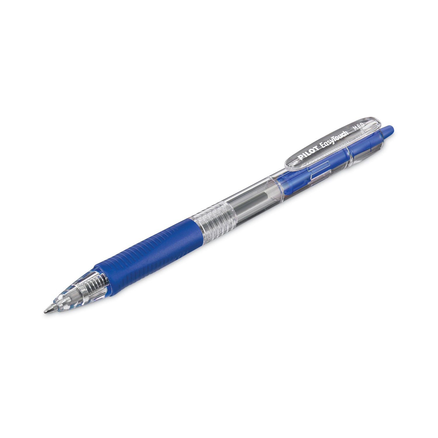 Pilot® Easytouch Ballpoint Pen, Retractable, Medium 1 Mm, Blue Ink, Clear Barrel, Dozen