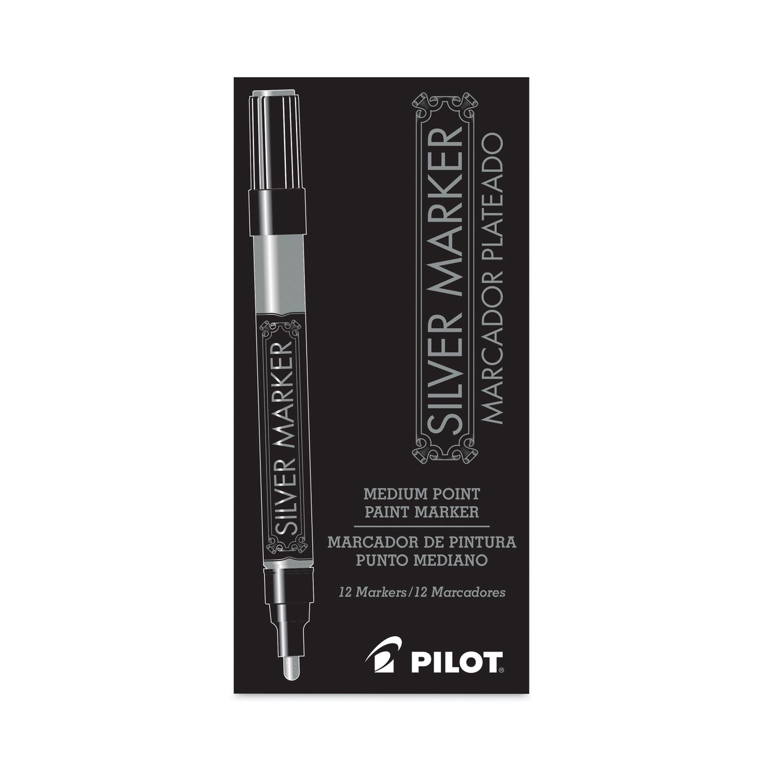 Pilot® Creative Art And Crafts Marker, Medium Brush Tip, Silver