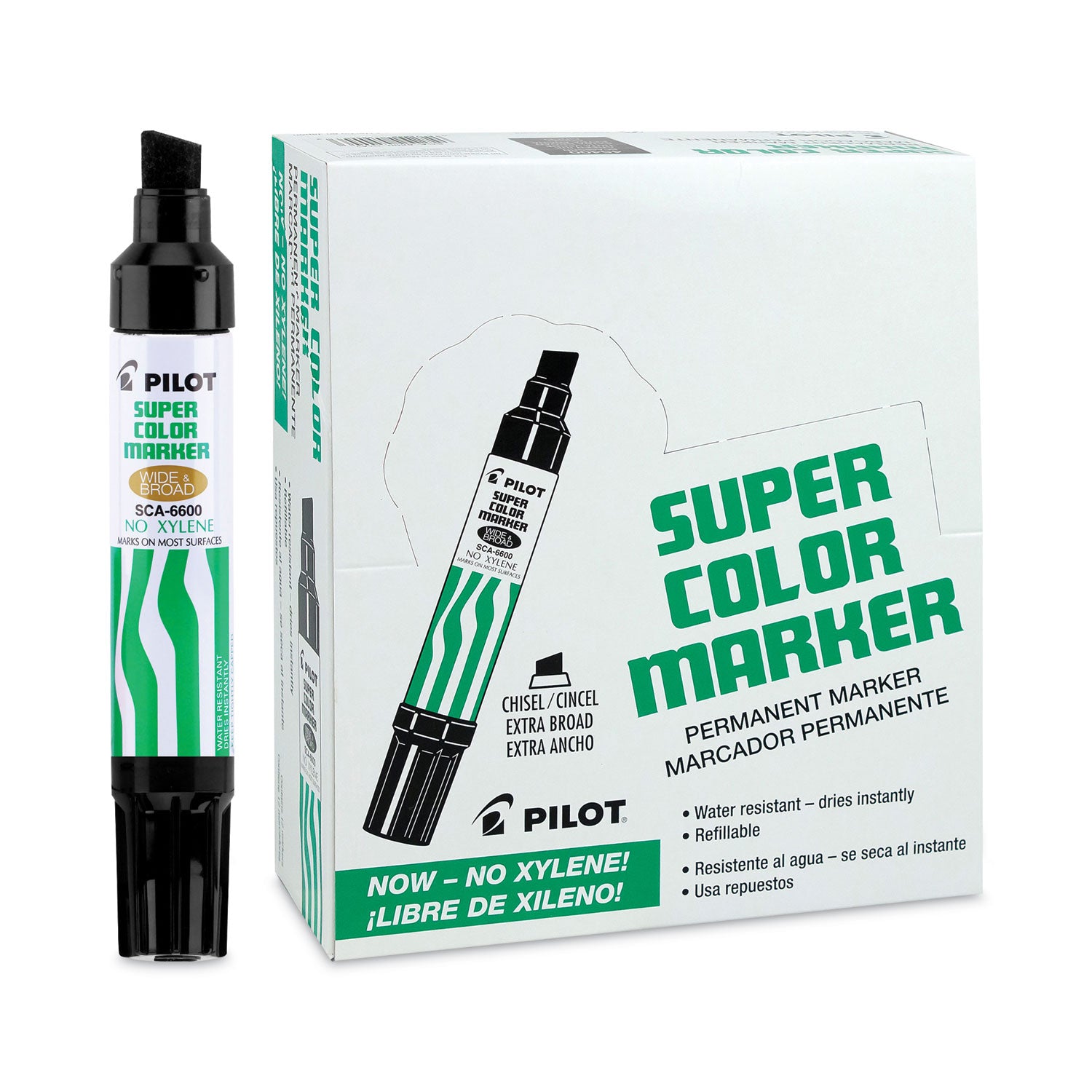 Jumbo Refillable Permanent Marker, Broad Chisel Tip, Black