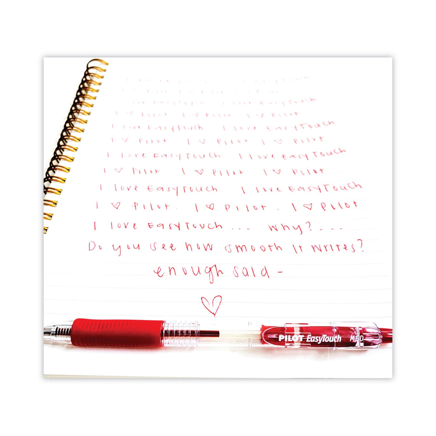 Pilot® Easytouch Ballpoint Pen, Retractable, Medium 1 Mm, Red Ink, Clear Barrel, Dozen