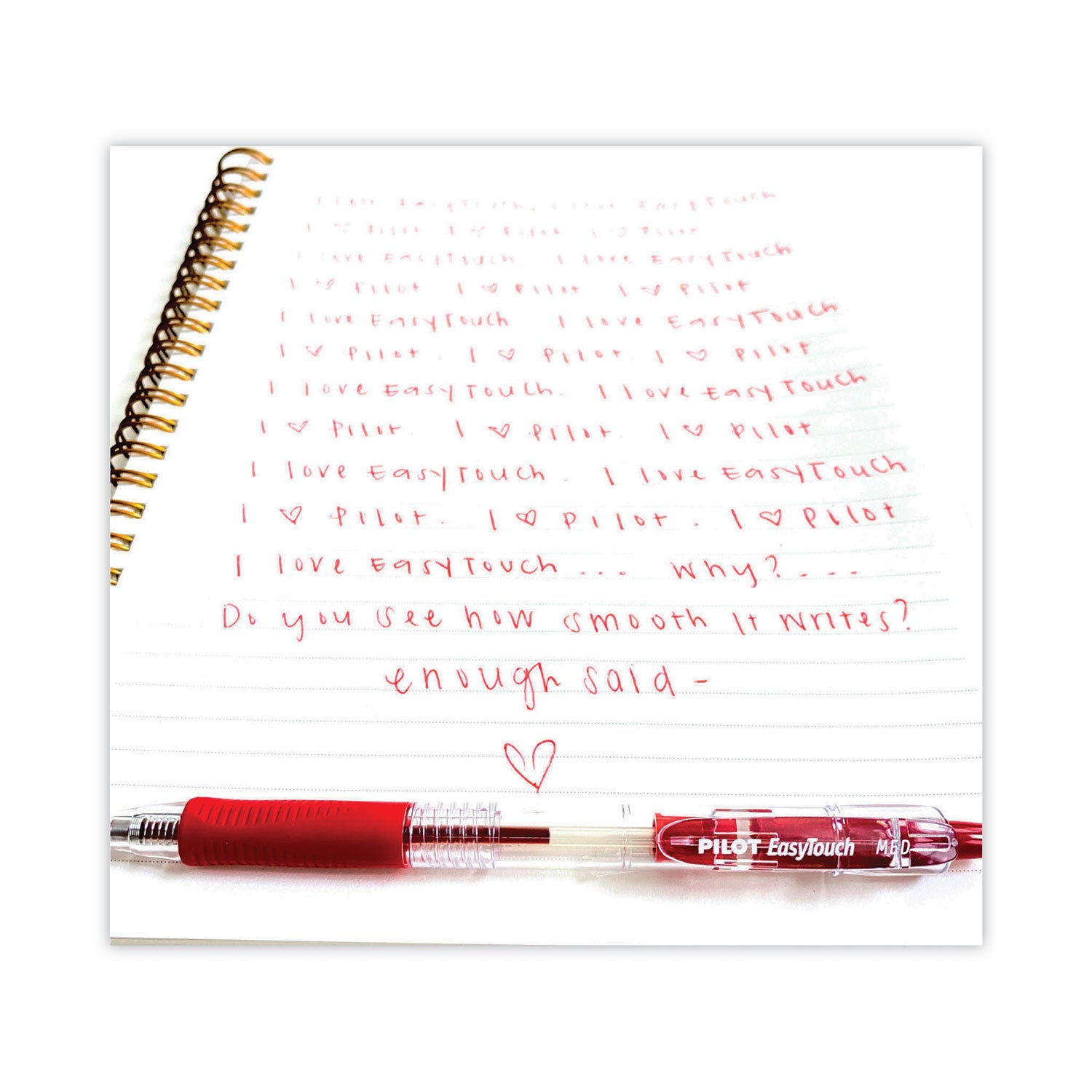 Pilot® Easytouch Ballpoint Pen, Retractable, Fine 0.7 Mm, Red Ink, Clear Barrel, Dozen