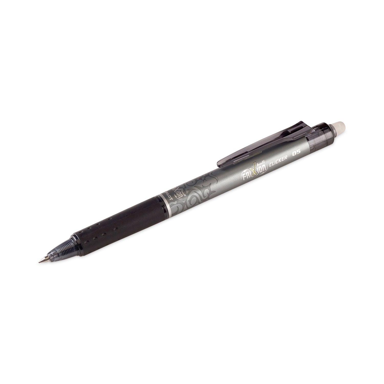 Pilot® Frixion Clicker Erasable Gel Pen, Retractable, Extra-Fine 0.5 Mm, Black Ink, Black Barrel, Dozen