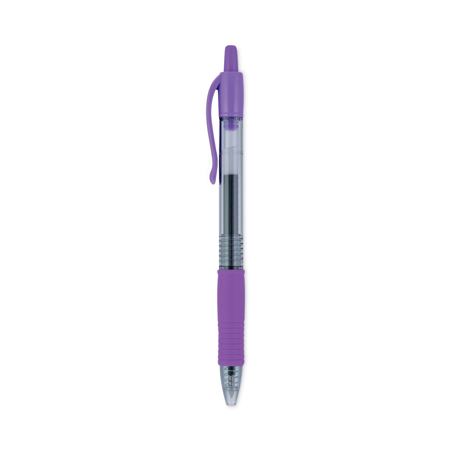 Pilot® G2 Premium Gel Pen, Retractable, Fine 0.7 mm, Purple Ink, Smoke/Purple Barrel, Dozen