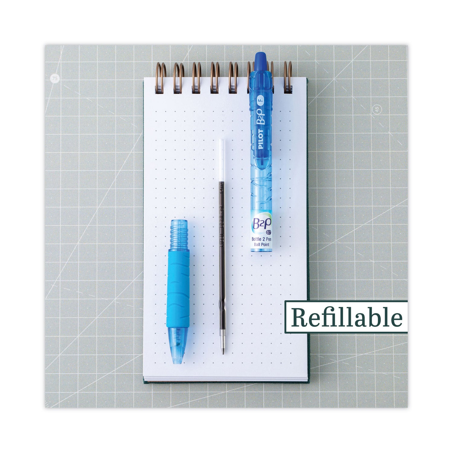 Pilot® B2p Bottle-2-Pen Recycled Ballpoint Pen, Retractable, Fine 0.7 Mm, Blue Ink, Translucent Blue Barrel, Dozen