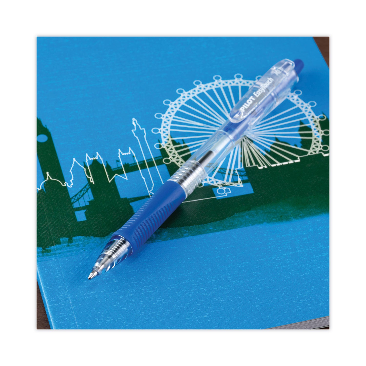 Pilot® Easytouch Ballpoint Pen, Retractable, Medium 1 Mm, Blue Ink, Clear Barrel, Dozen