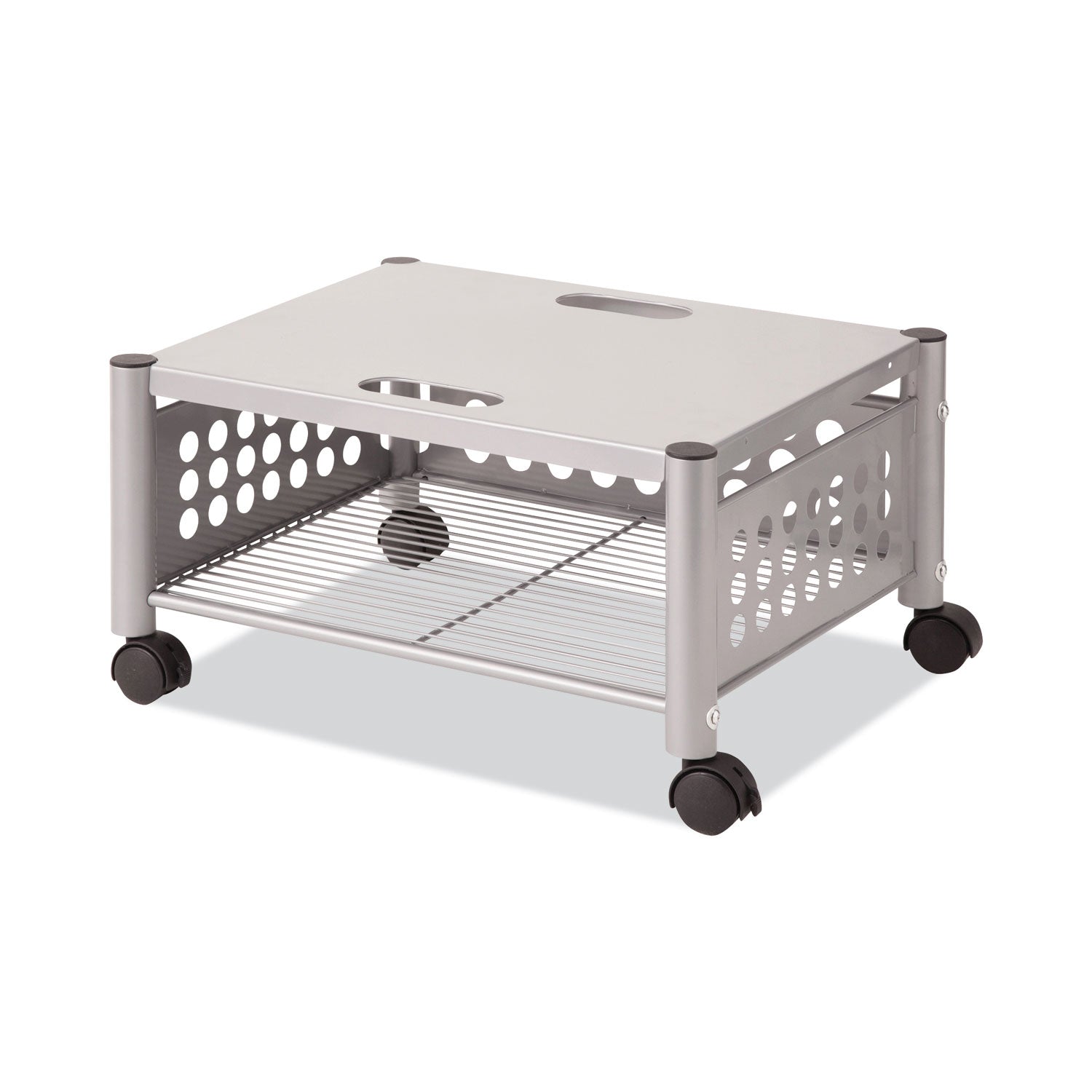 Vertiflex® Underdesk Machine Stand, Metal, 2 Shelves, 90 lb Capacity, 21.5" x 17.88" x 11.5", Matte Gray