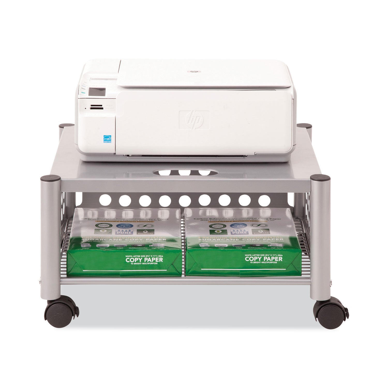 Vertiflex® Underdesk Machine Stand, Metal, 2 Shelves, 90 lb Capacity, 21.5" x 17.88" x 11.5", Matte Gray