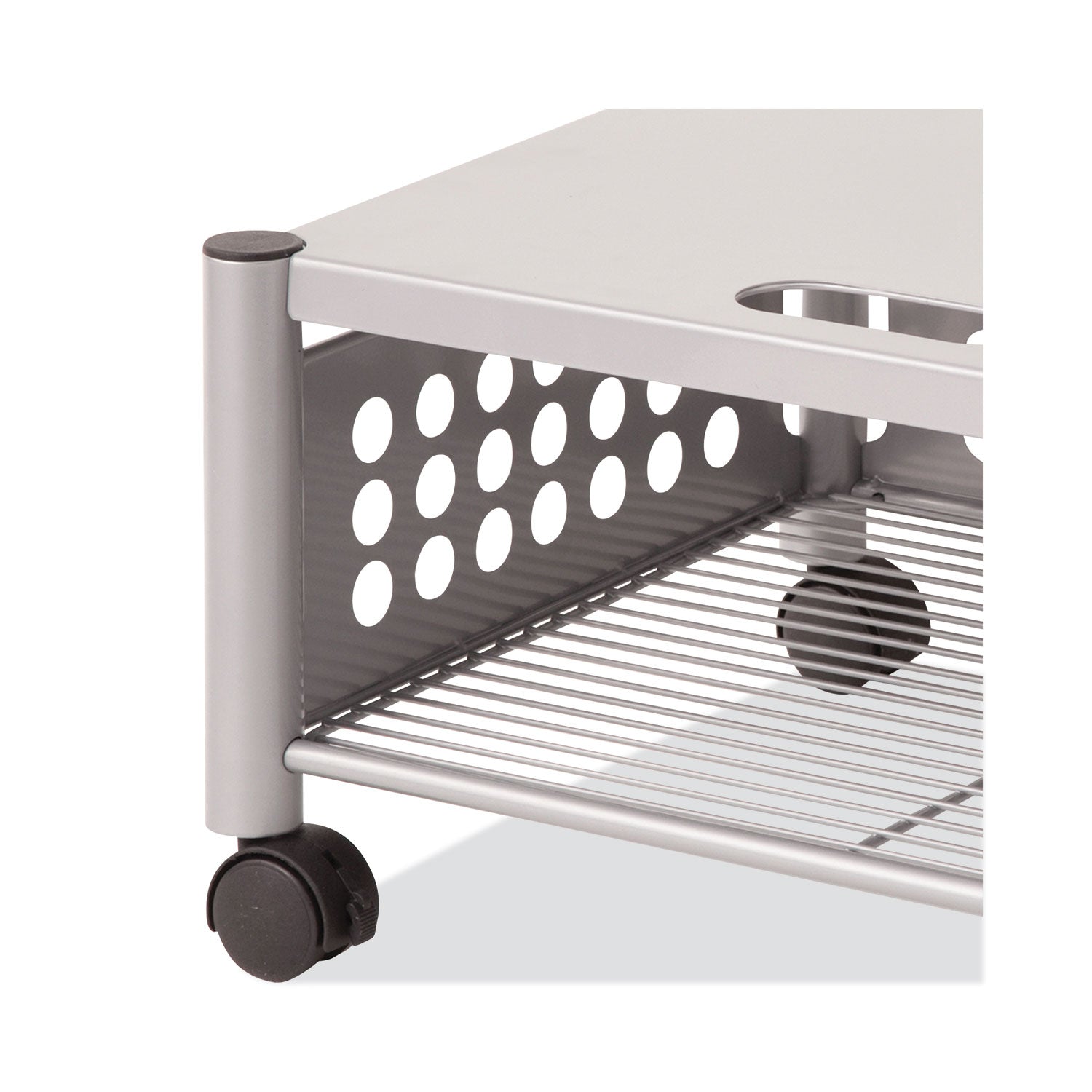 Vertiflex® Underdesk Machine Stand, Metal, 2 Shelves, 90 lb Capacity, 21.5" x 17.88" x 11.5", Matte Gray