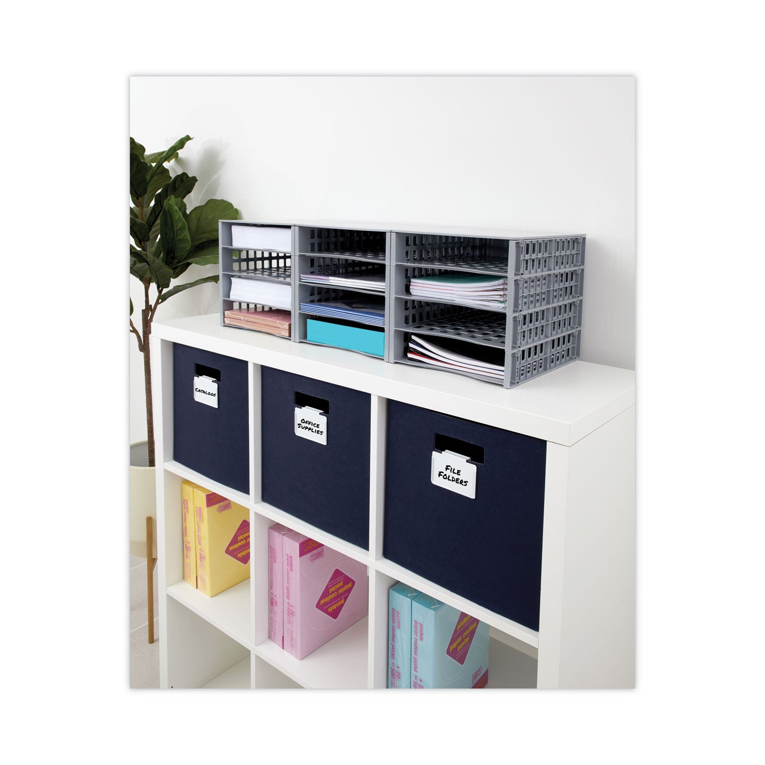 Advantus Snap Configurable Tray System, 12 Compartments, 22.75 x 9.75 x 13, Gray