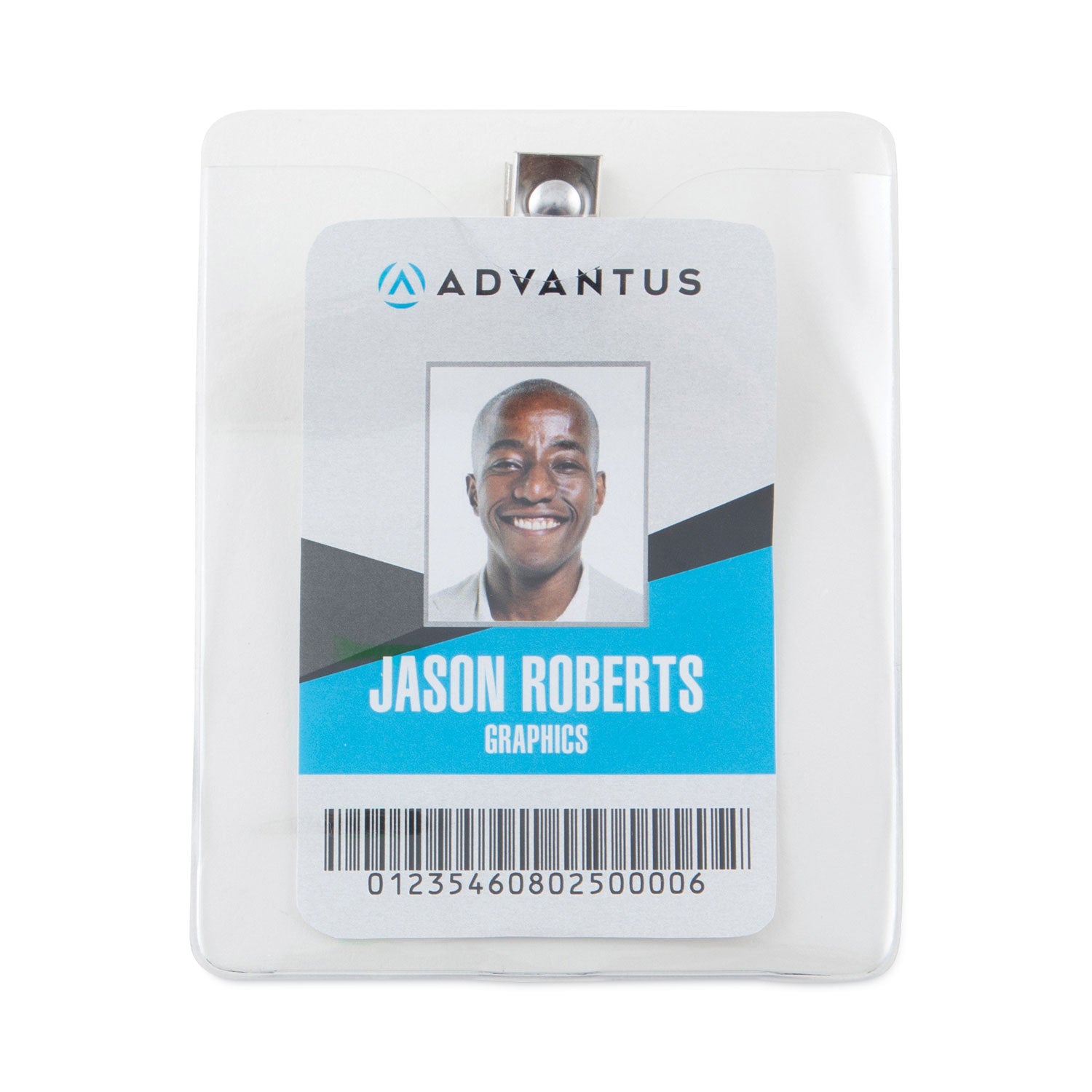 Advantus ID Badge Holders with Clip, Vertical, Clear 3.38" x 4.25" Holder, 3.13" x 3.75" Insert, 50/Pack