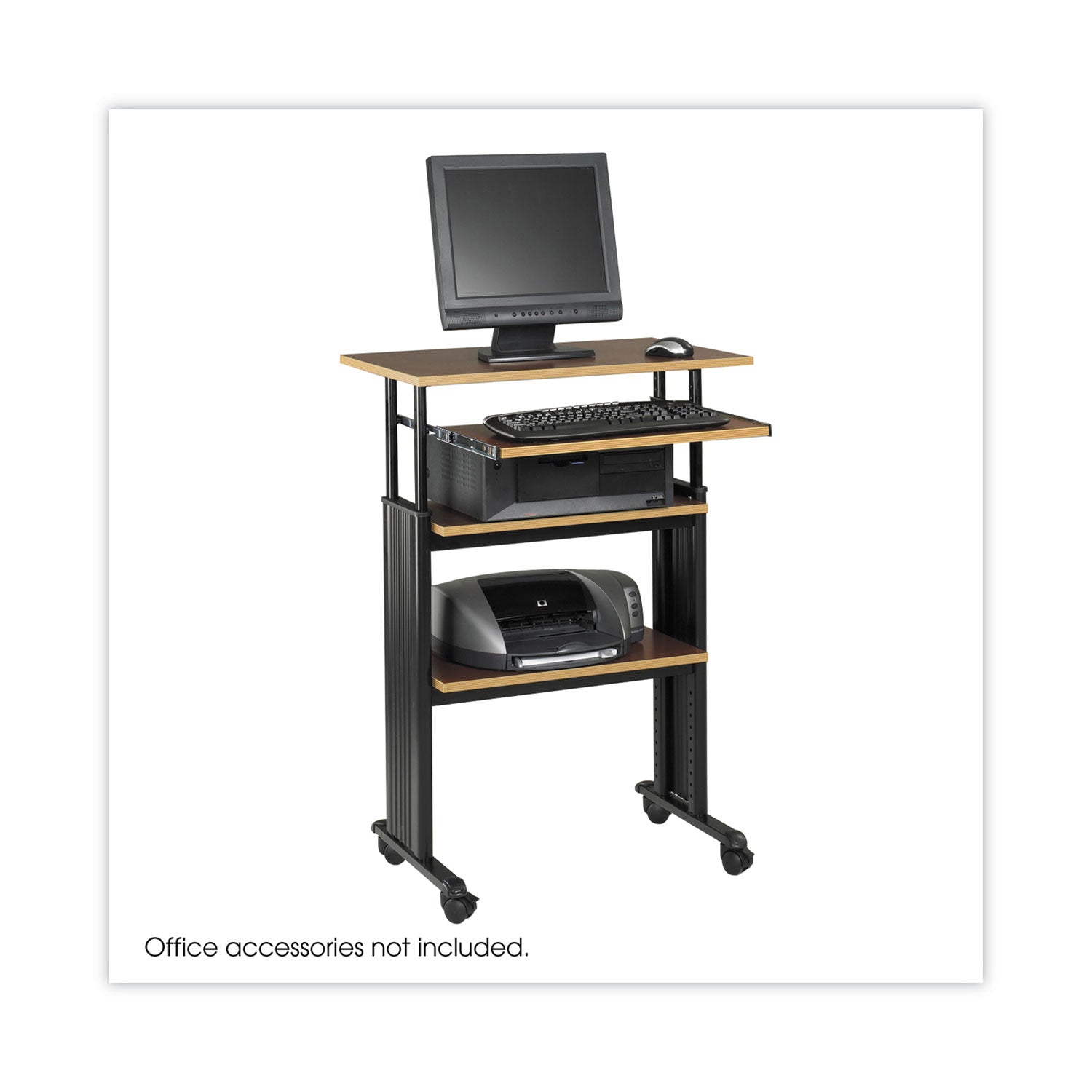 Safco® Muv Stand-Up Adjustable-Height Desk, 29.5" X 22" X 35" To 49", Cherry/black