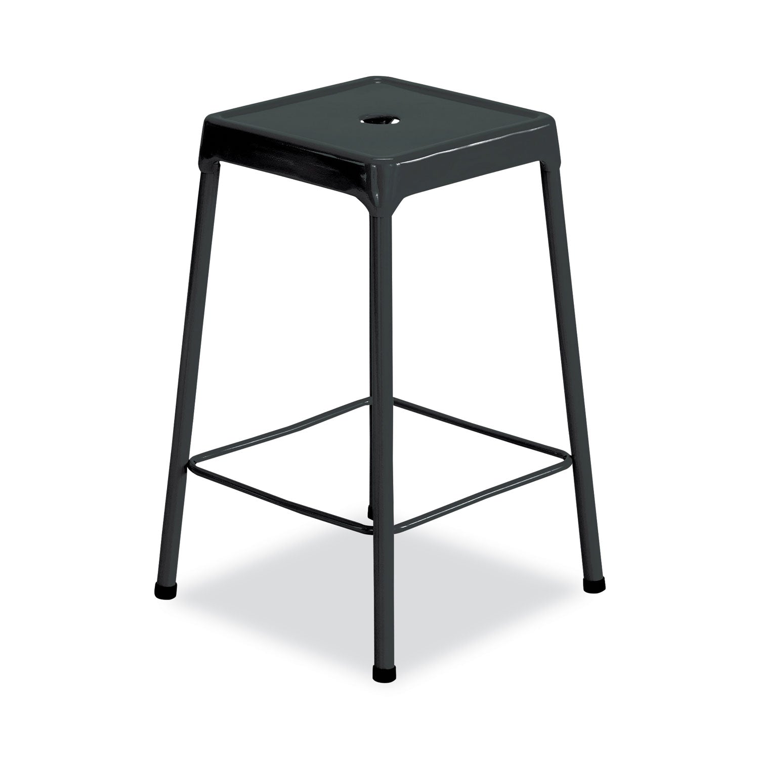 Safco® Counter-Height Steel Stool, Backless, Supports Up To 250 Lb, 25" Seat Height, Black