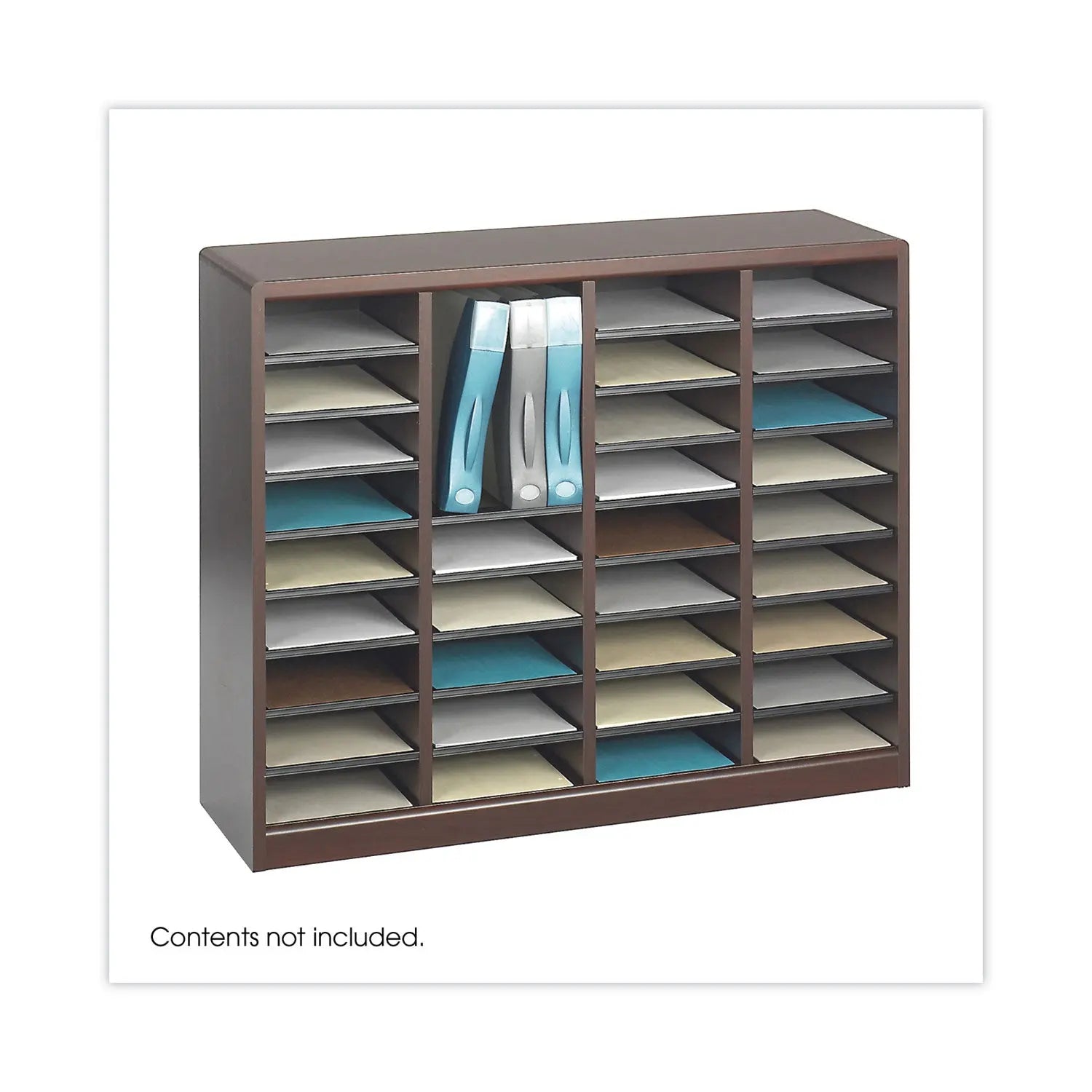 Wood/Fiberboard E-Z Stor Sorter, 36 Compartments, 40 x 11.75 x 32.5, Mahogany Safco® Flipcost