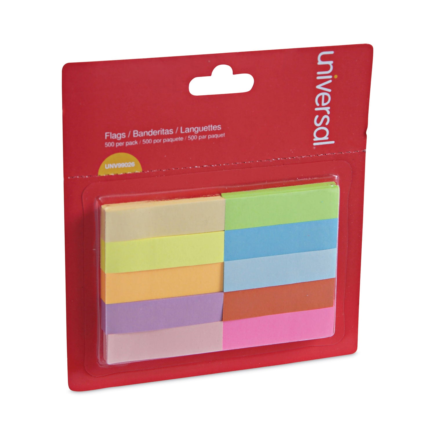 Self-Stick Page Tabs, 0.5" x 1.75", Assorted Colors, 500/Pack