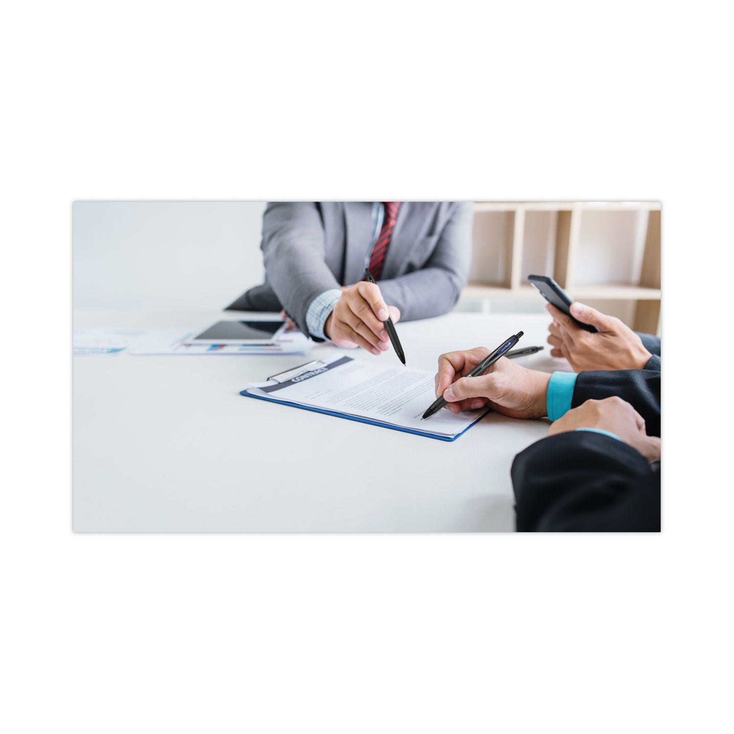 uniball® 207 Plus+ Gel Pen, Retractable, Medium 0.7 mm, Blue Ink, Black Barrel, Dozen