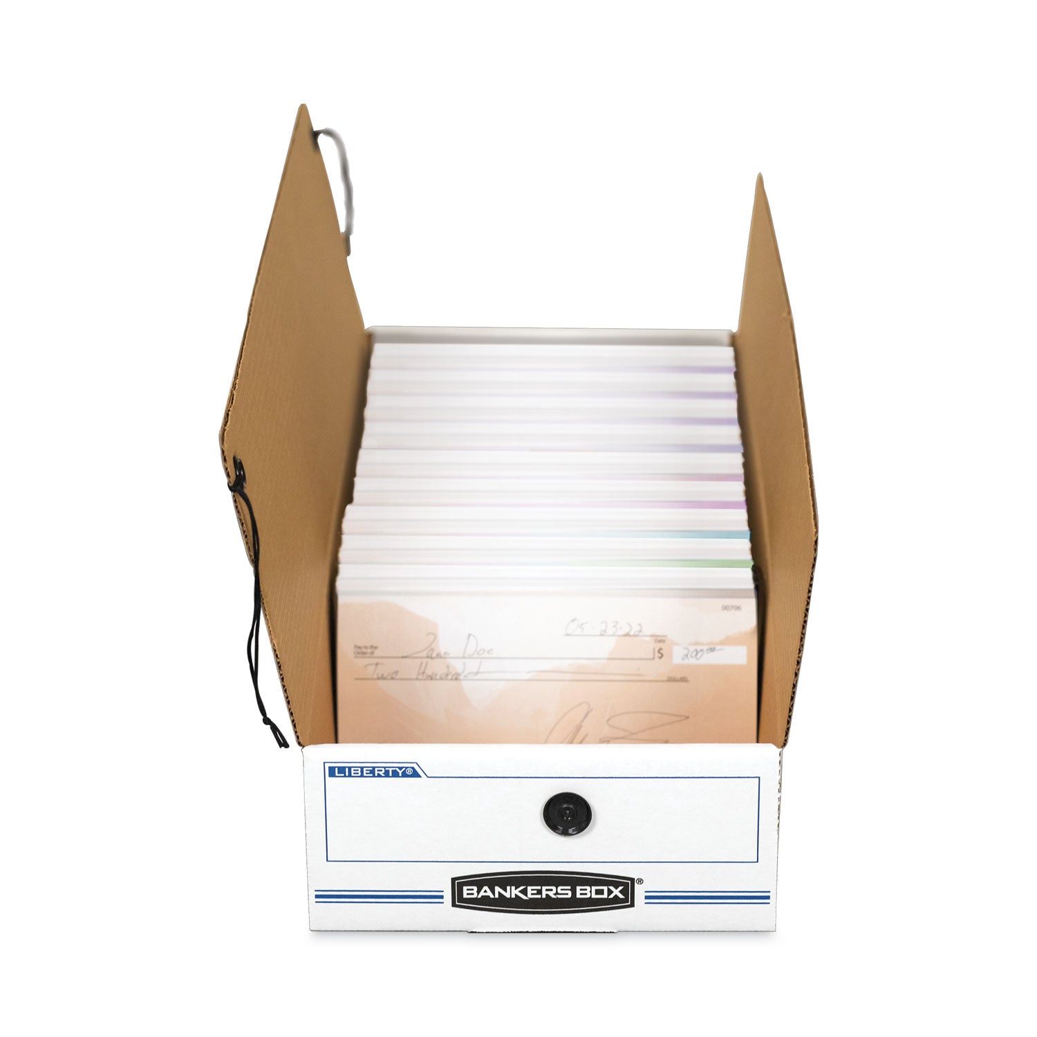 Bankers Box® Liberty Check And Form Boxes, 9.25" X 15" X 4.25", White/blue, 12/carton