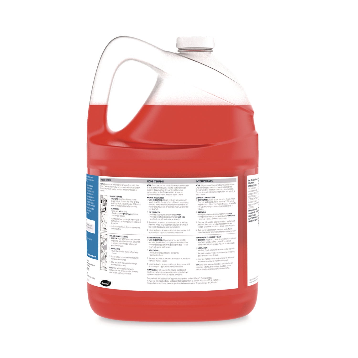 Diversey™ Floor Science Neutral Floor Cleaner Concentrate, Citrus Scent, 1 gal, 4/Carton