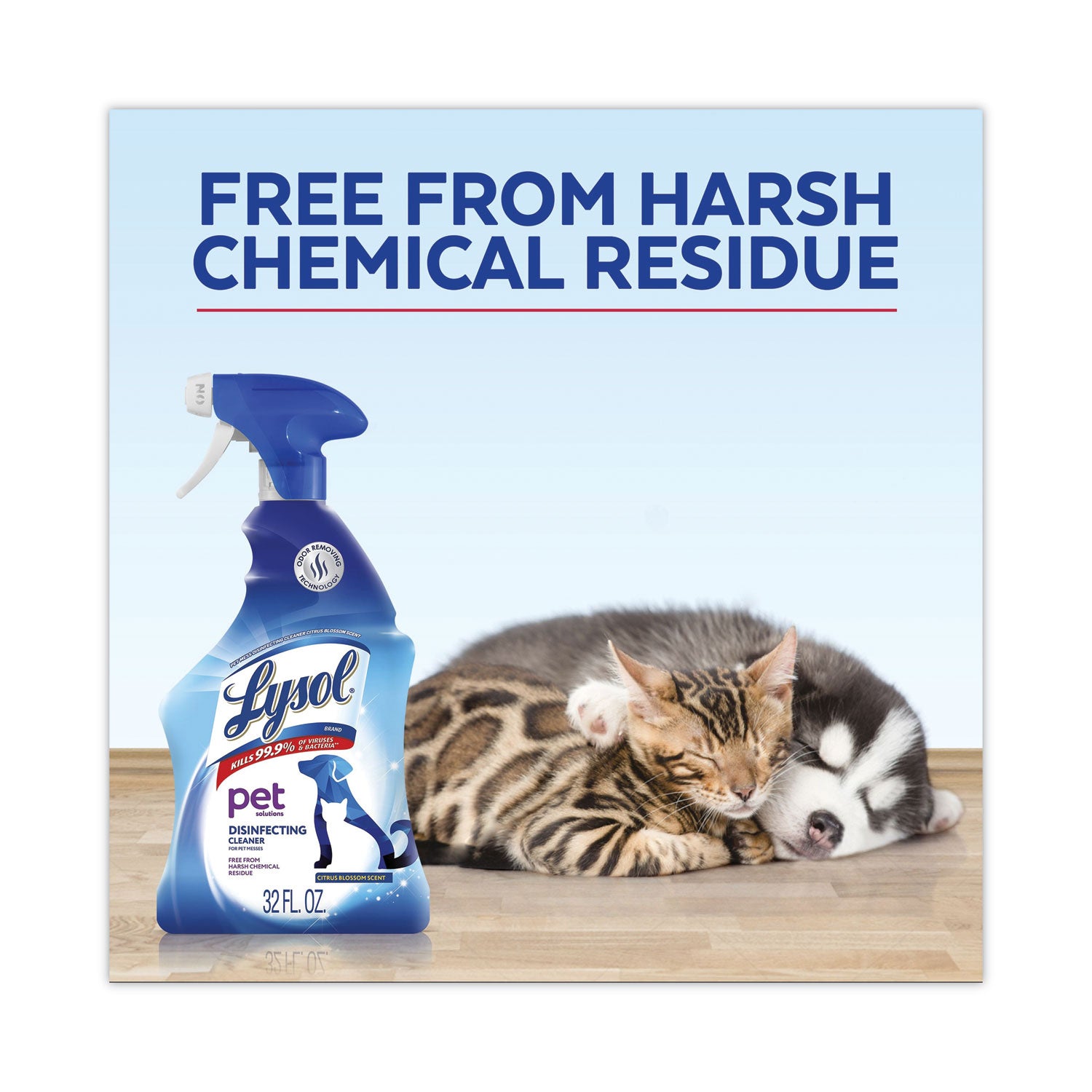 LYSOL® Brand Pet Solutions Disinfecting Cleaner, Citrus Blossom, 32 oz Trigger Bottle, 9/Carton
