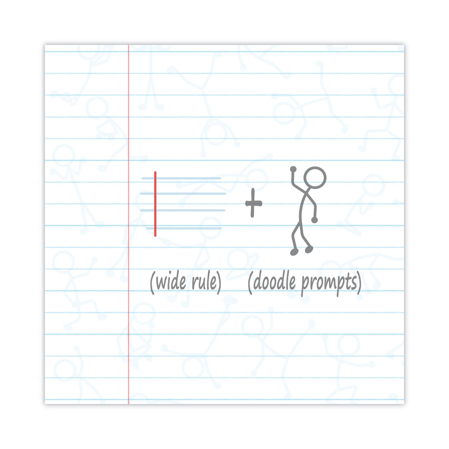 Roaring Spring® DoodleWrite Notebooks, 1-Subject, Wide/Legal Rule, White Cover, (50) Sheets, 24/Carton