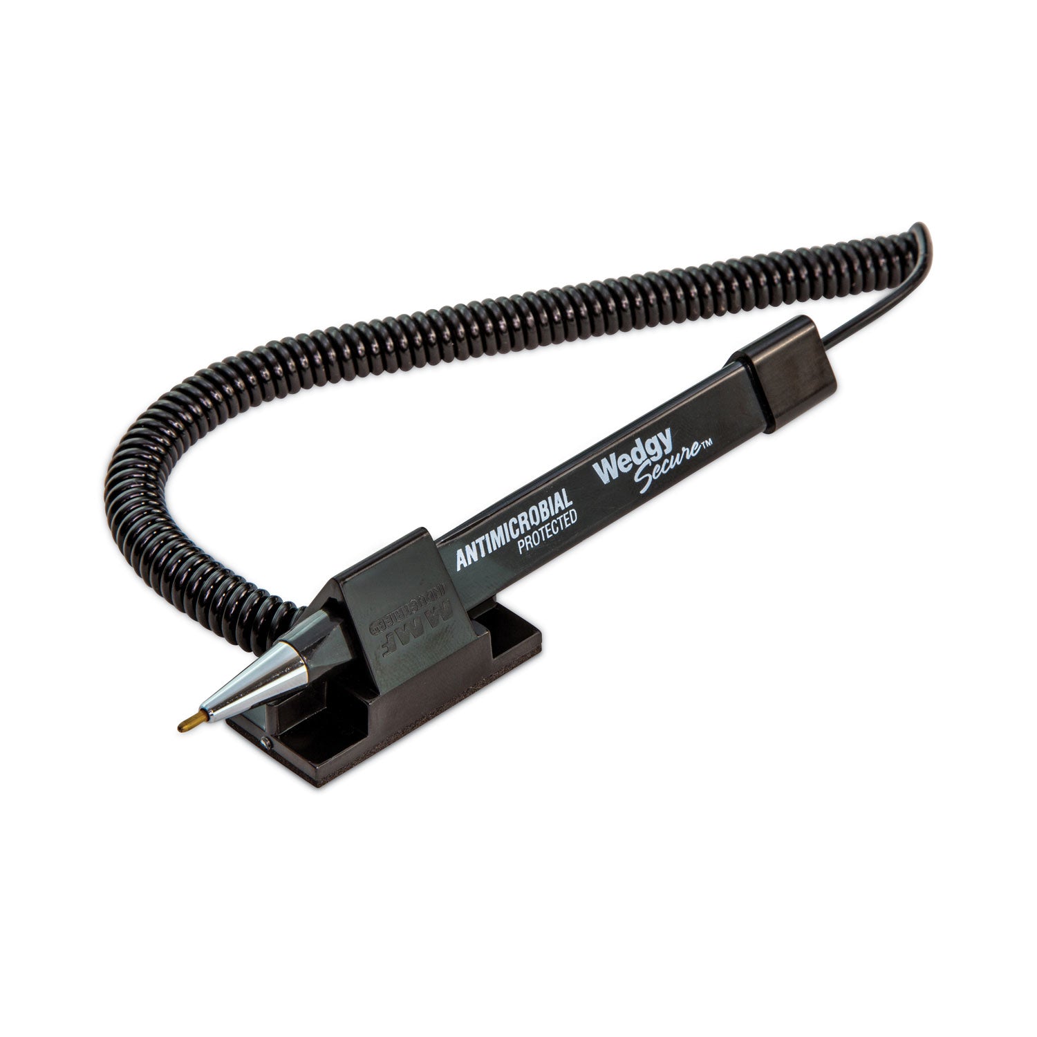 CONTROLTEK® Wedgy Secure Antimicrobial Ballpoint Counter Pen, Fine 0.5 mm, Black Ink, Black Barrel