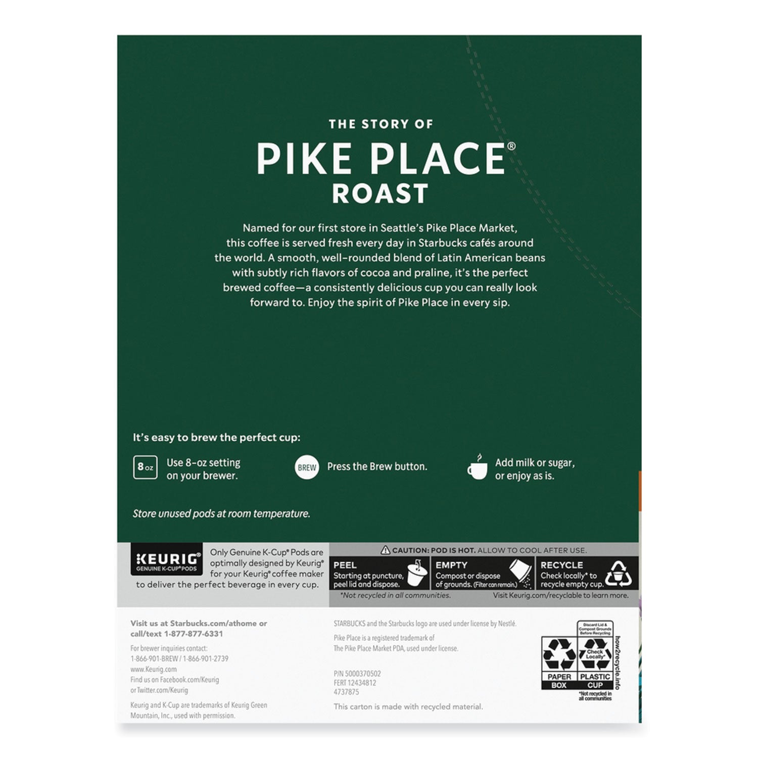 Starbucks® Pike Place Coffee K-Cups Pack, 24/box