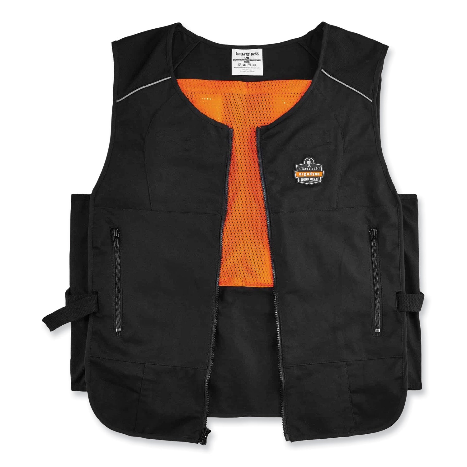 ergodyne® Chill-Its 6255 Lightweight Phase Change Cooling Vest, Cotton/Polyester, Small/Medium, Black