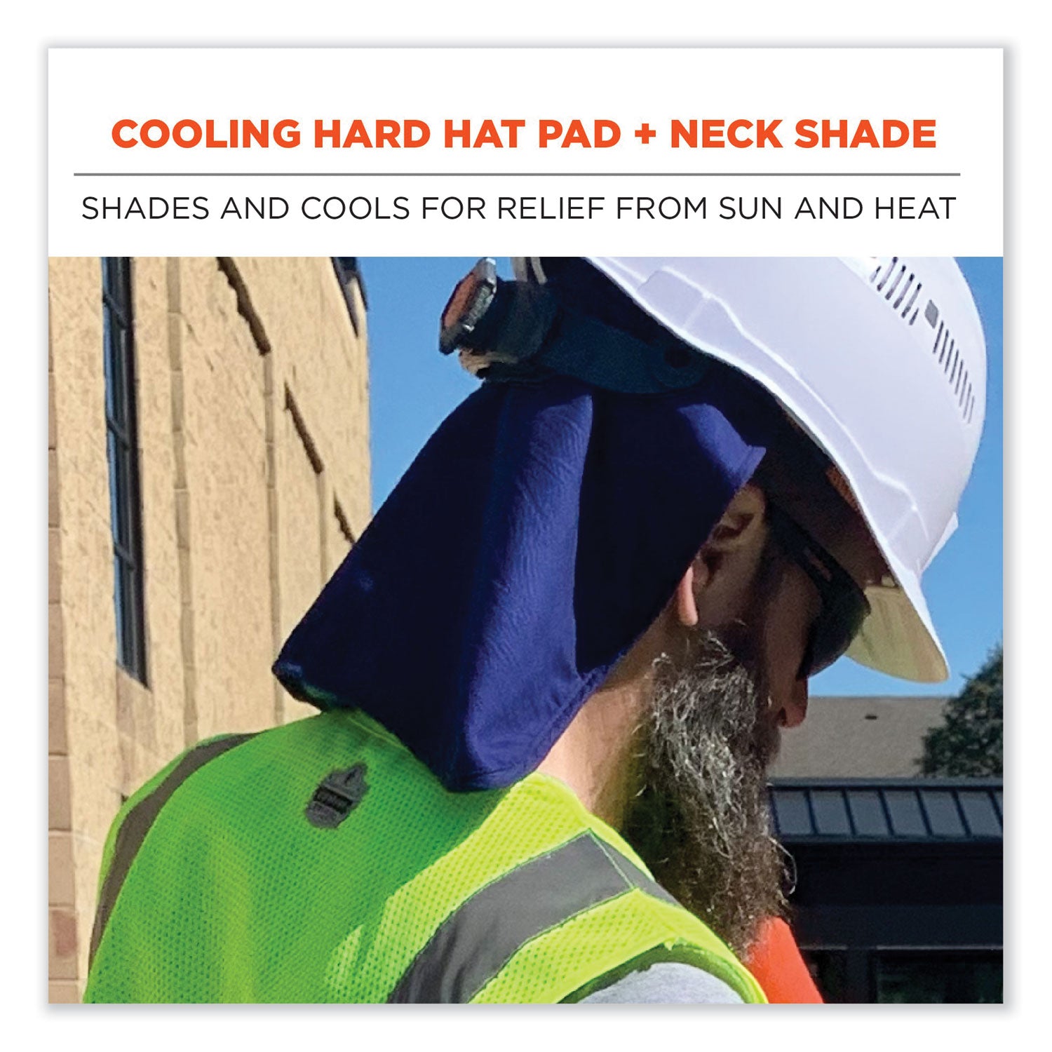 ergodyne® Chill-Its 6717 Cooling Hard Hat Pad and Neck Shade - Polymers, 12.5 x 9.75, Blue