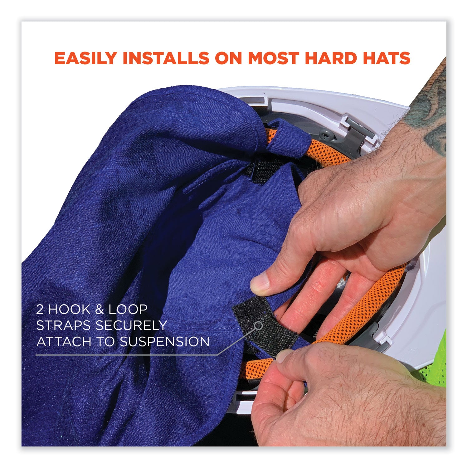 ergodyne® Chill-Its 6717 Cooling Hard Hat Pad and Neck Shade - Polymers, 12.5 x 9.75, Blue